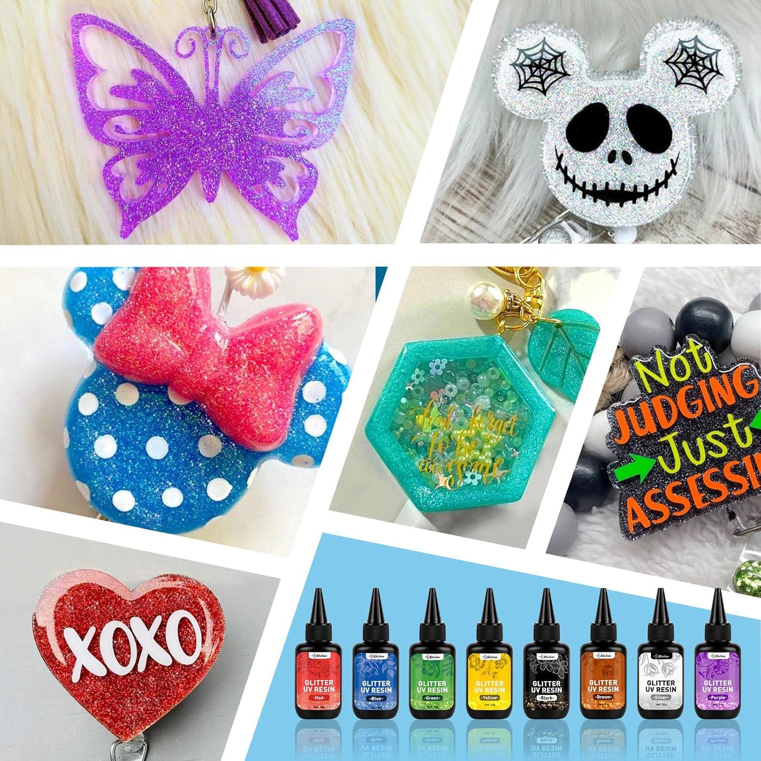 Kit de Resina UV Colorida JDiction 240ml, 8 Colores Brillantes