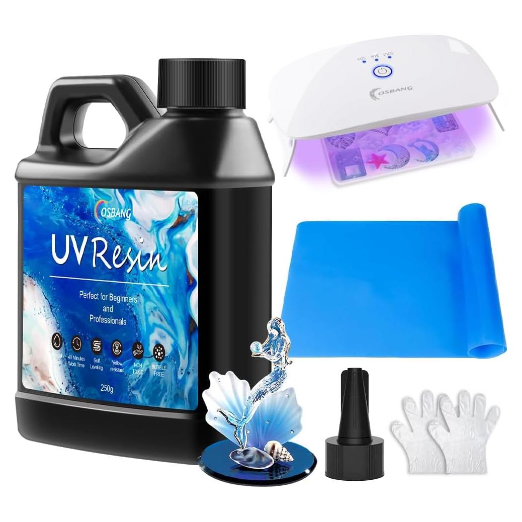 Kit de Resina UV OSBANG 250g con Luz para Manualidades DIY