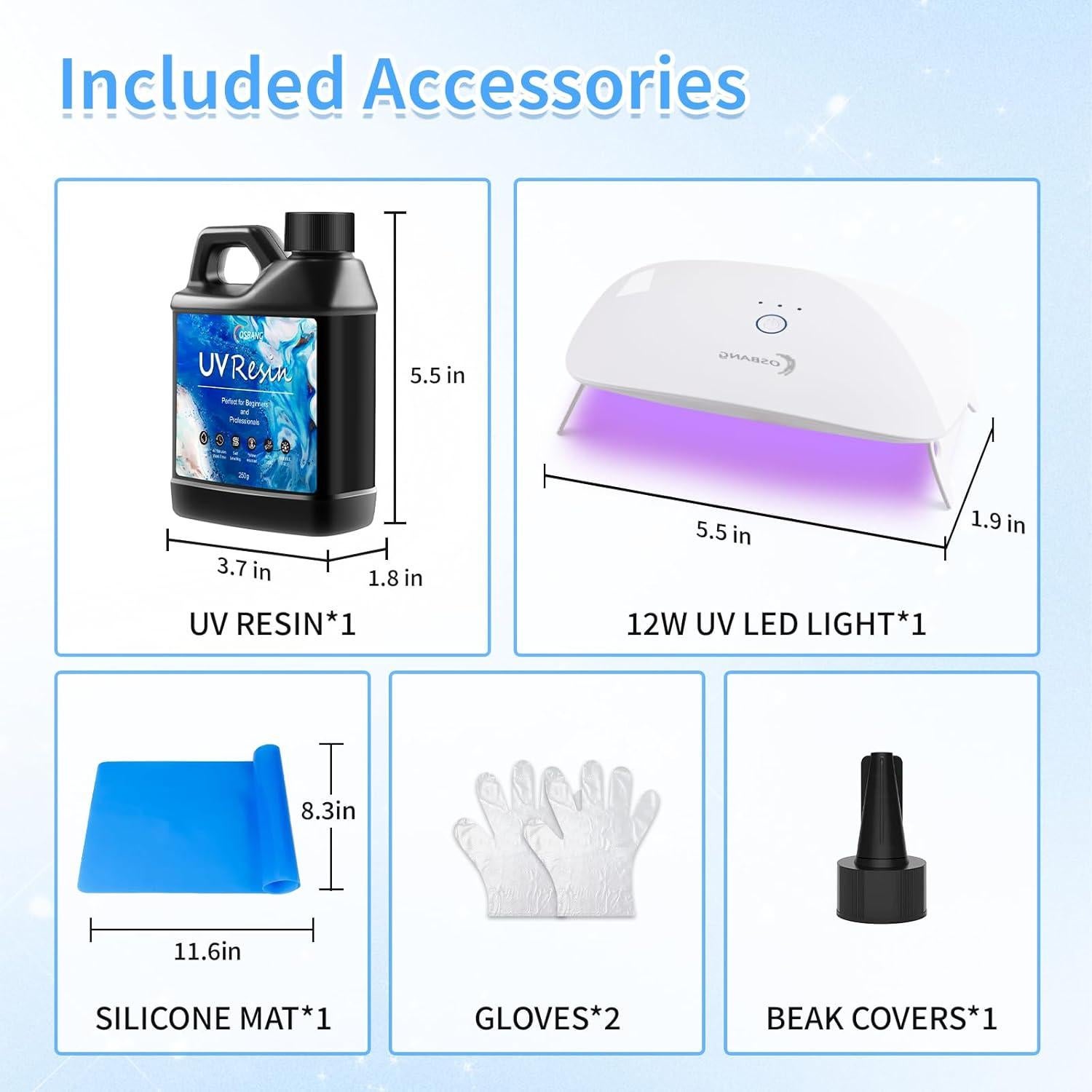 Kit de Resina UV OSBANG 250g con Luz para Manualidades DIY