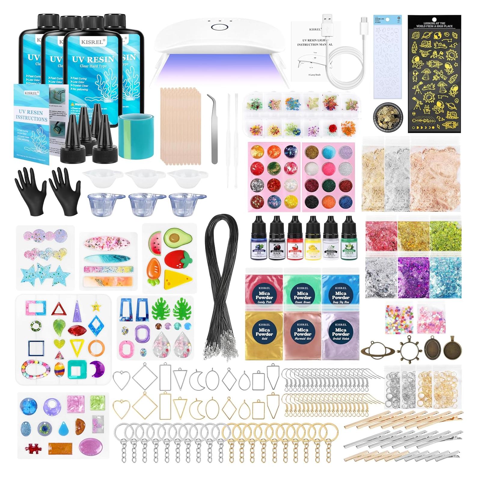 Kit de Joyería con Resina UV KISREL - 400g, Moldes y Luz