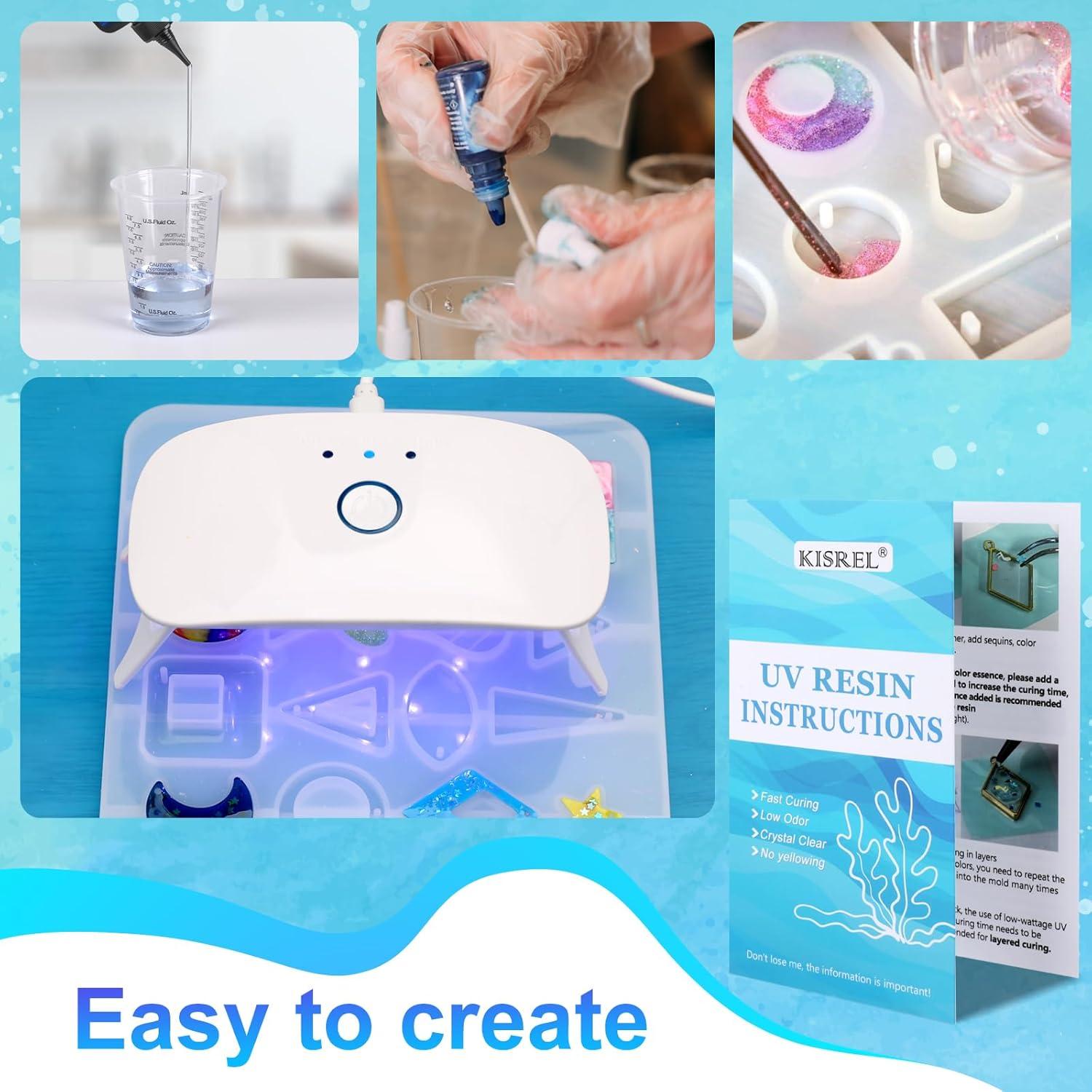 Kit de Joyería con Resina UV KISREL - 400g, Moldes y Luz