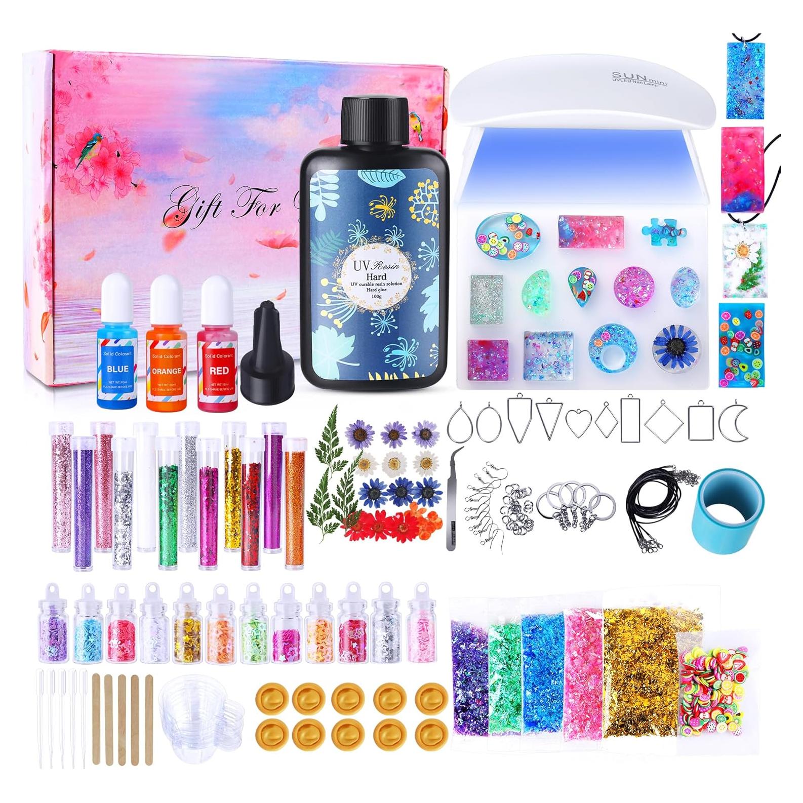 Kit de Resina UV Tamkudoy con Luz y Moldes para Joyería