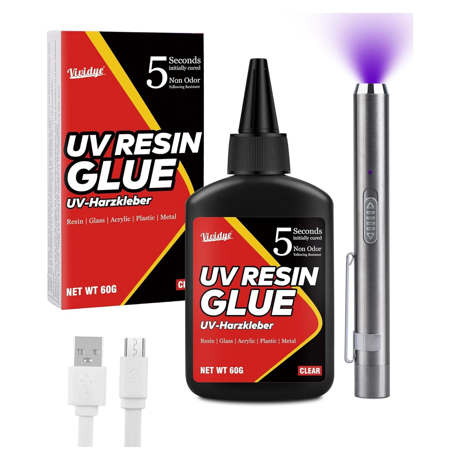 Kit de Resina UV Vividye 60g con Linterna Recargable 5s