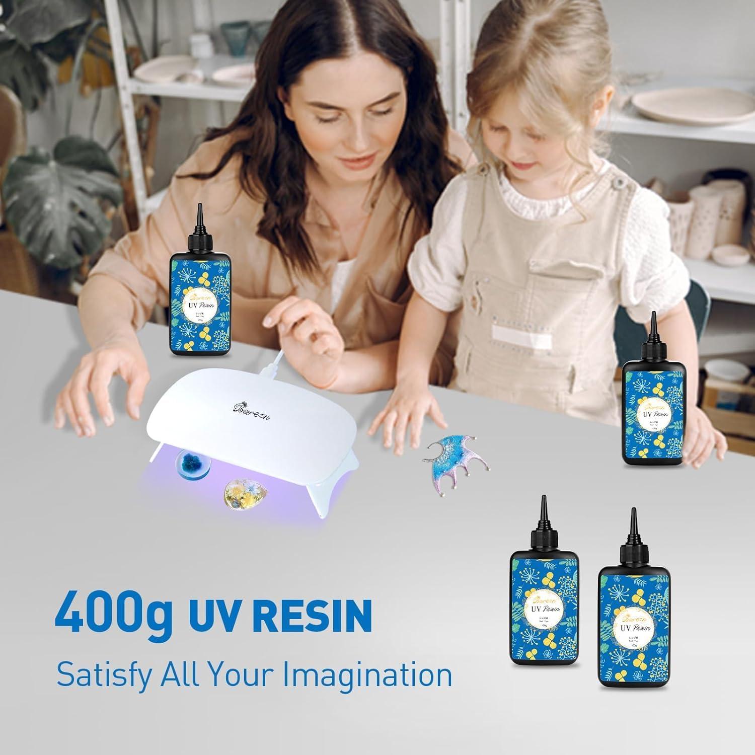 Resina UV Dura Bsrezn 400g Cristal Claro para Manualidades