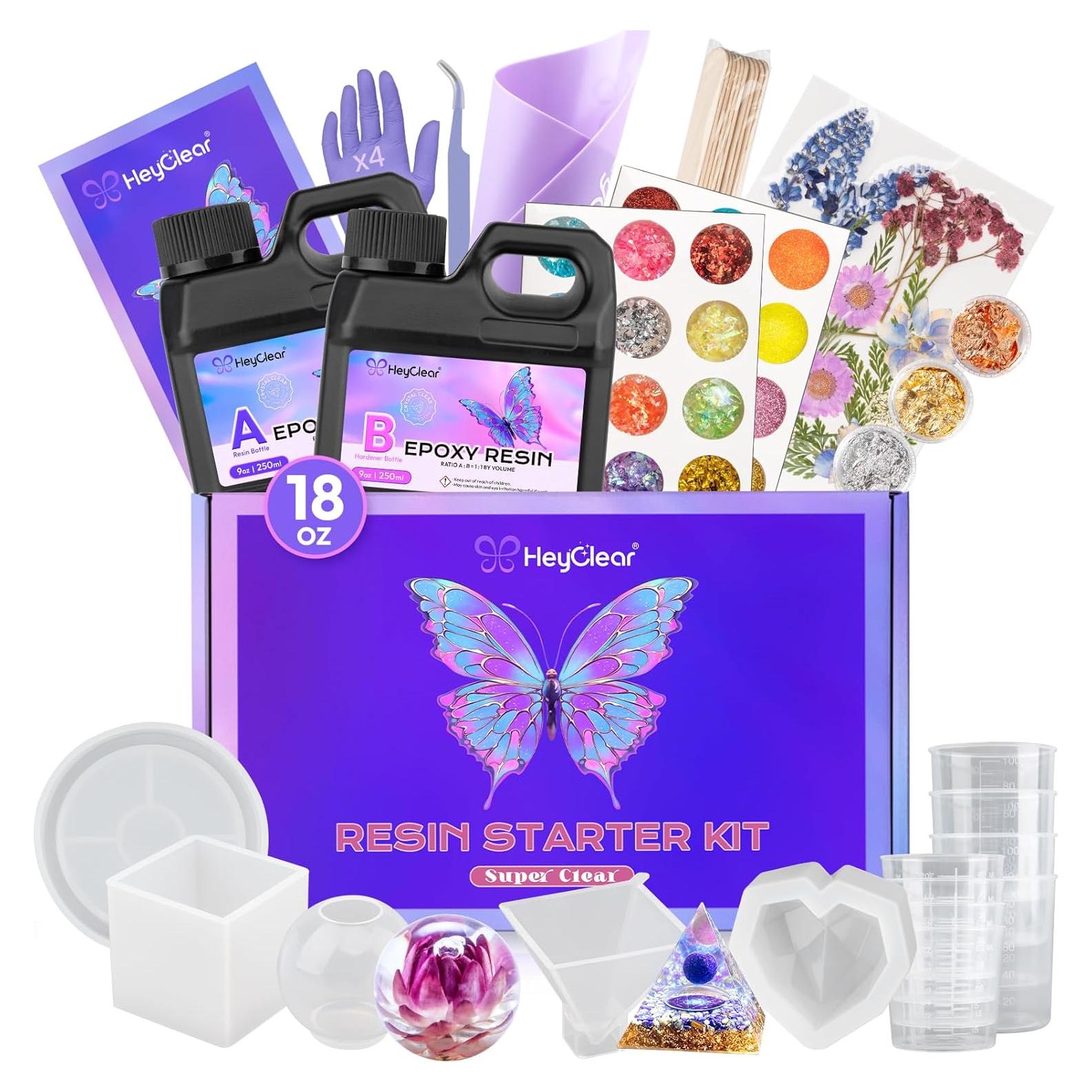Kit de Resina Epóxica HeyClear 18 oz con Moldes y Accesorios