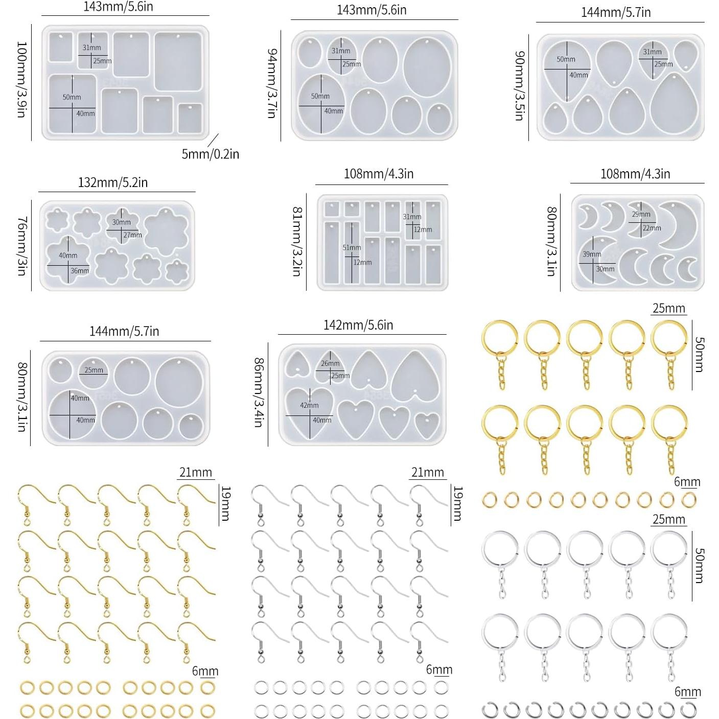 Kit de Moldes de Joyería RESIN GO 128 Pcs Silicona