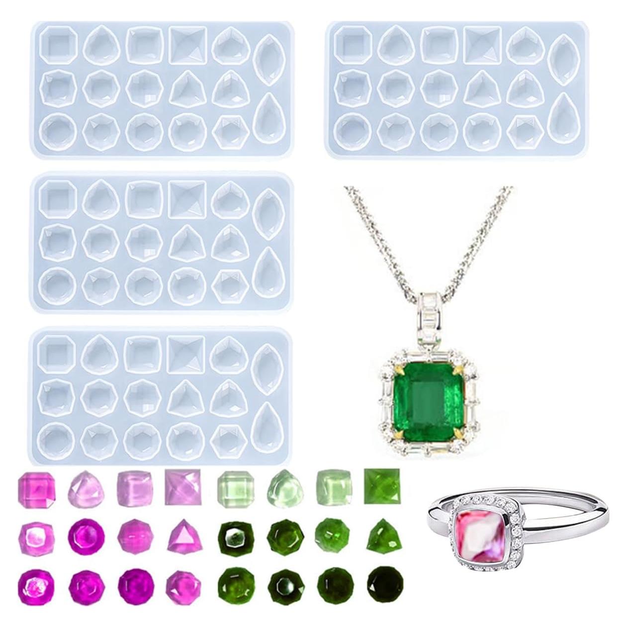 4 Moldes de Silicona KuuGuu para Joyería DIY - Ovalados y Redondos