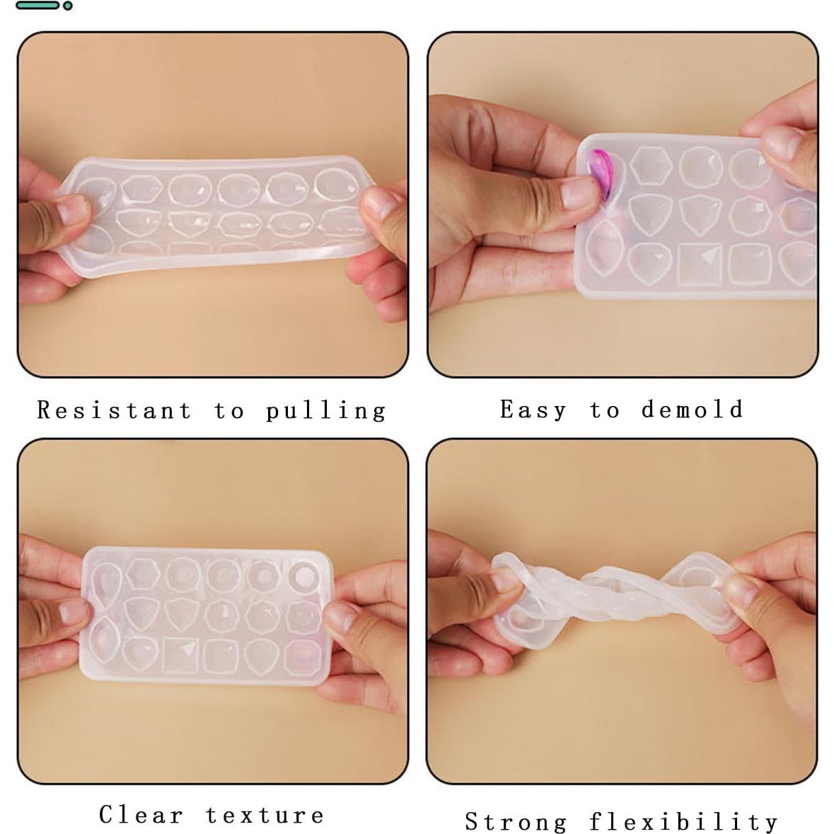 4 Moldes de Silicona KuuGuu para Joyería DIY - Ovalados y Redondos