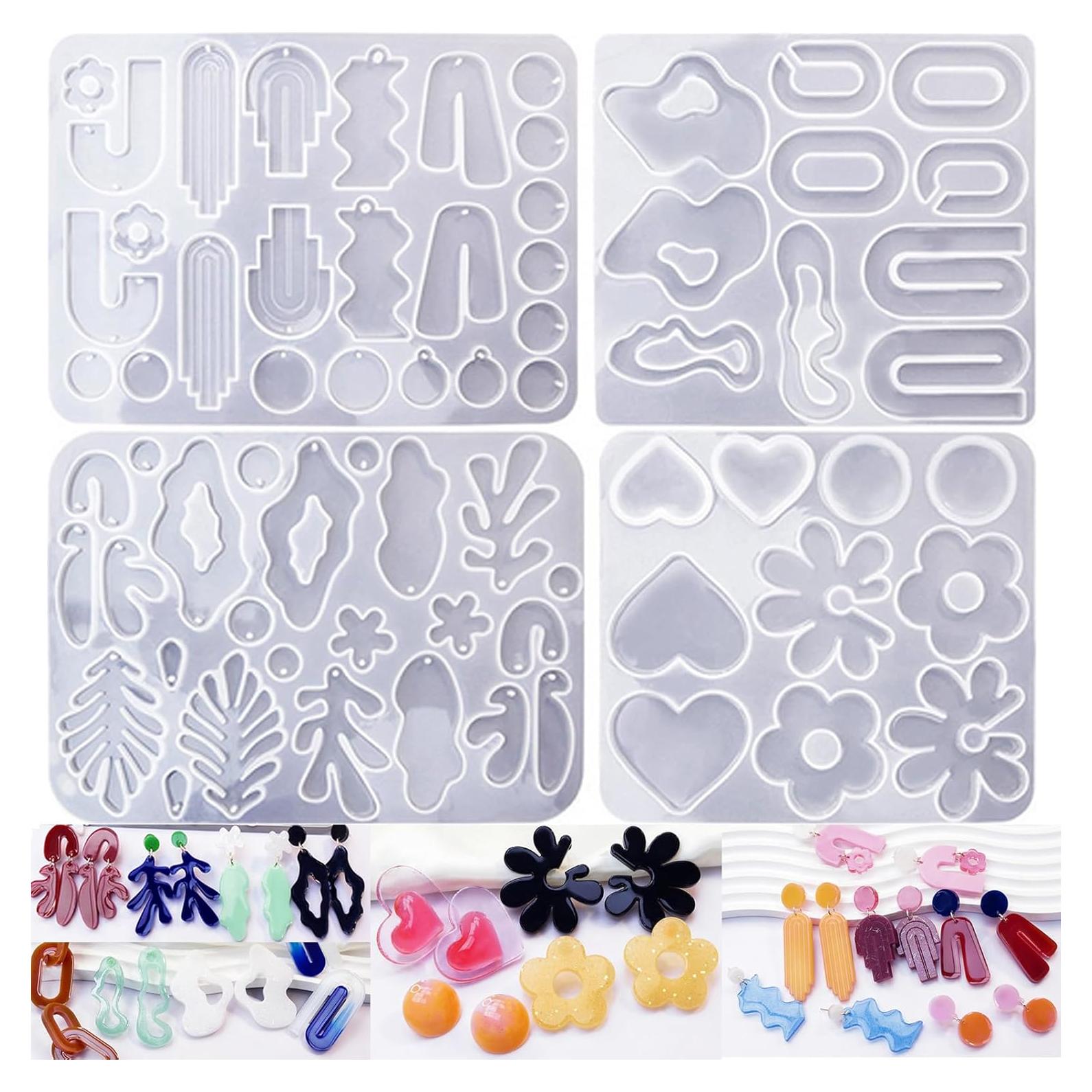 Moldes de Aretes de Resina ZQYSING 4 Piezas Silicona