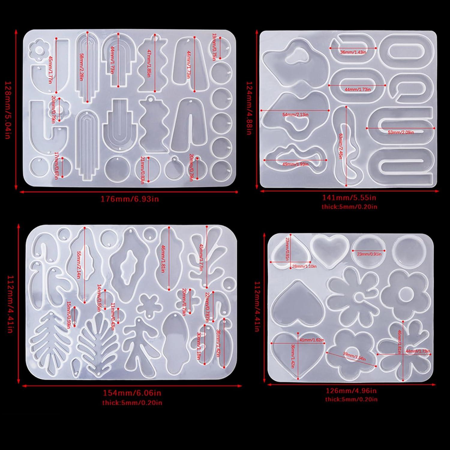 Moldes de Aretes de Resina ZQYSING 4 Piezas Silicona