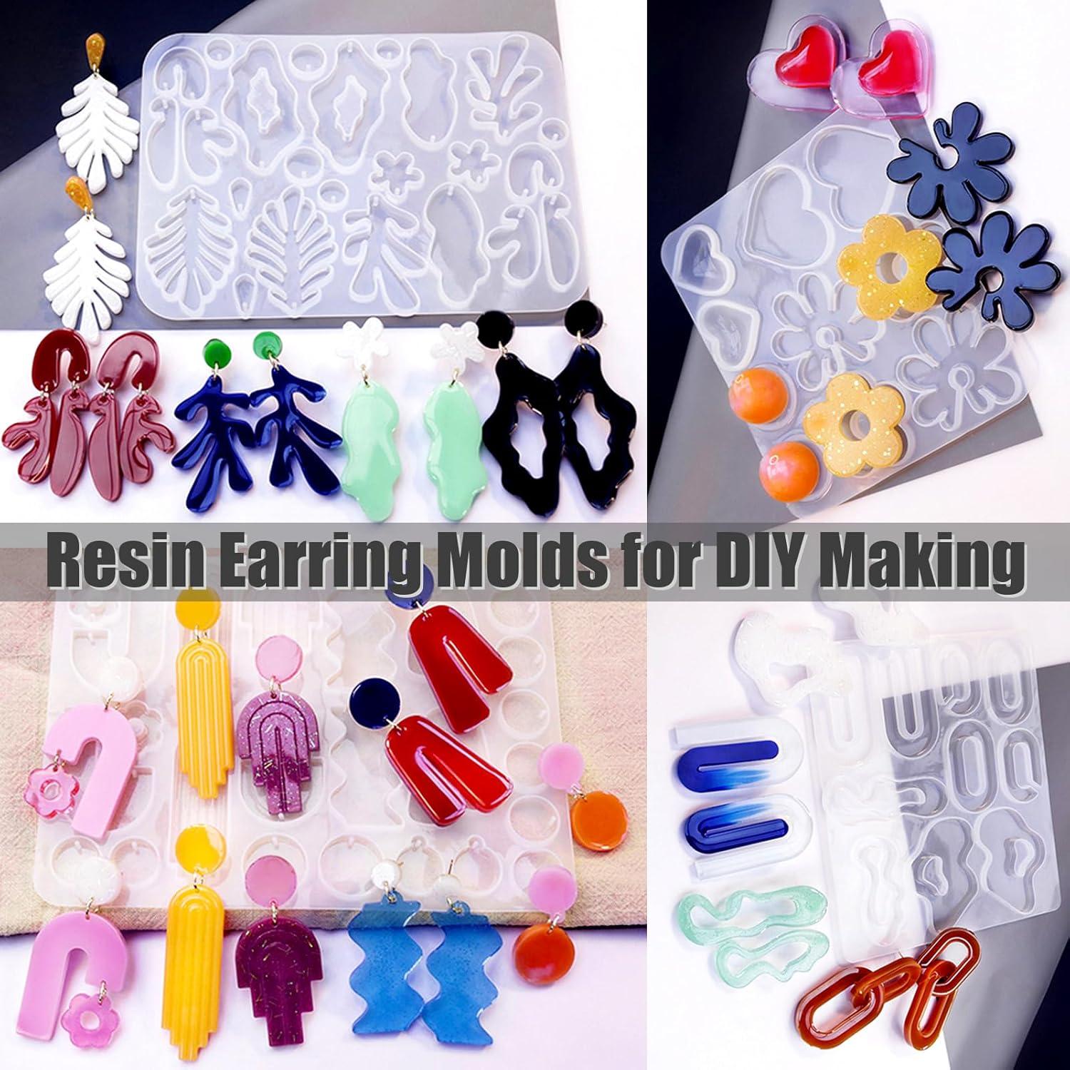 Moldes de Aretes de Resina ZQYSING 4 Piezas Silicona