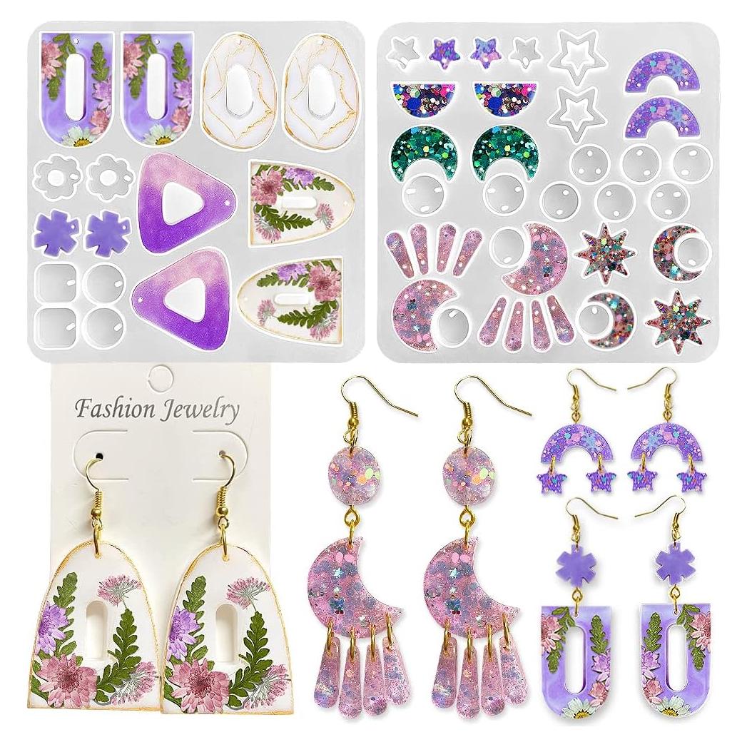 Moldes de Silicona para Pendientes Geométricos ResinWorld - 6 Piezas