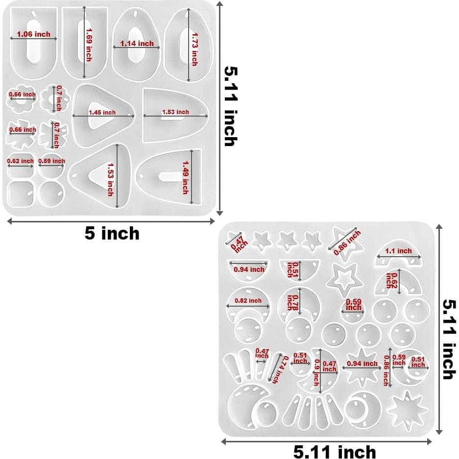 Moldes de Silicona para Pendientes Geométricos ResinWorld - 6 Piezas