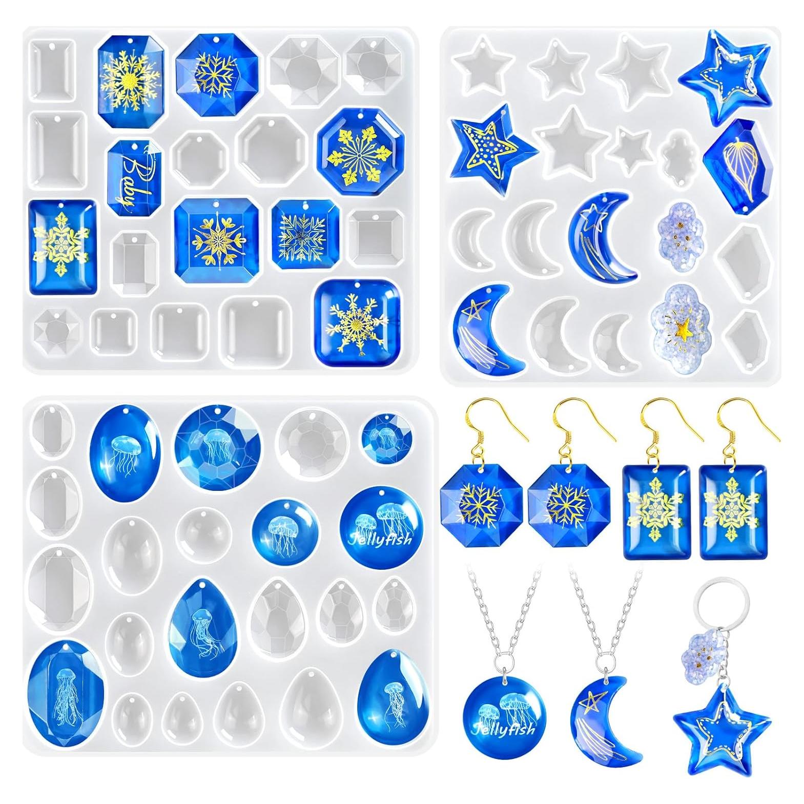 Juego de 3 Moldes de Silicona ZQYSING para Aretes de Resina