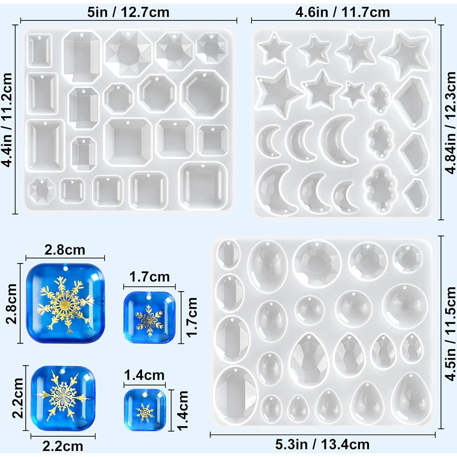 Juego de 3 Moldes de Silicona ZQYSING para Aretes de Resina