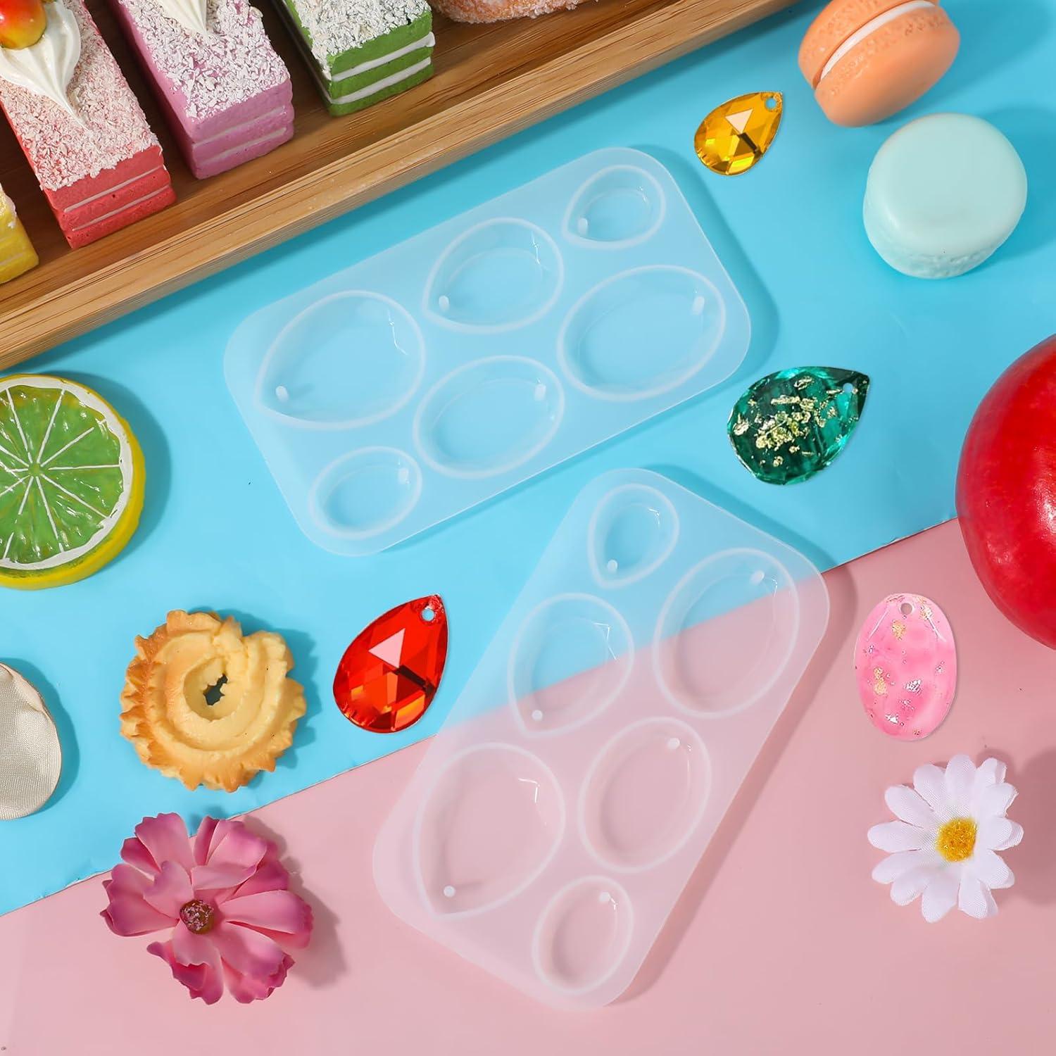 Moldes de Joyería de Resina Silicona 2PCS - Gota y Óvalo