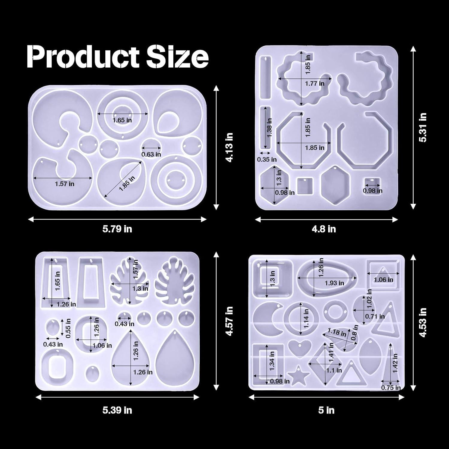Molde de Silicona para Aretes Geométricos Patelai - 4 Piezas