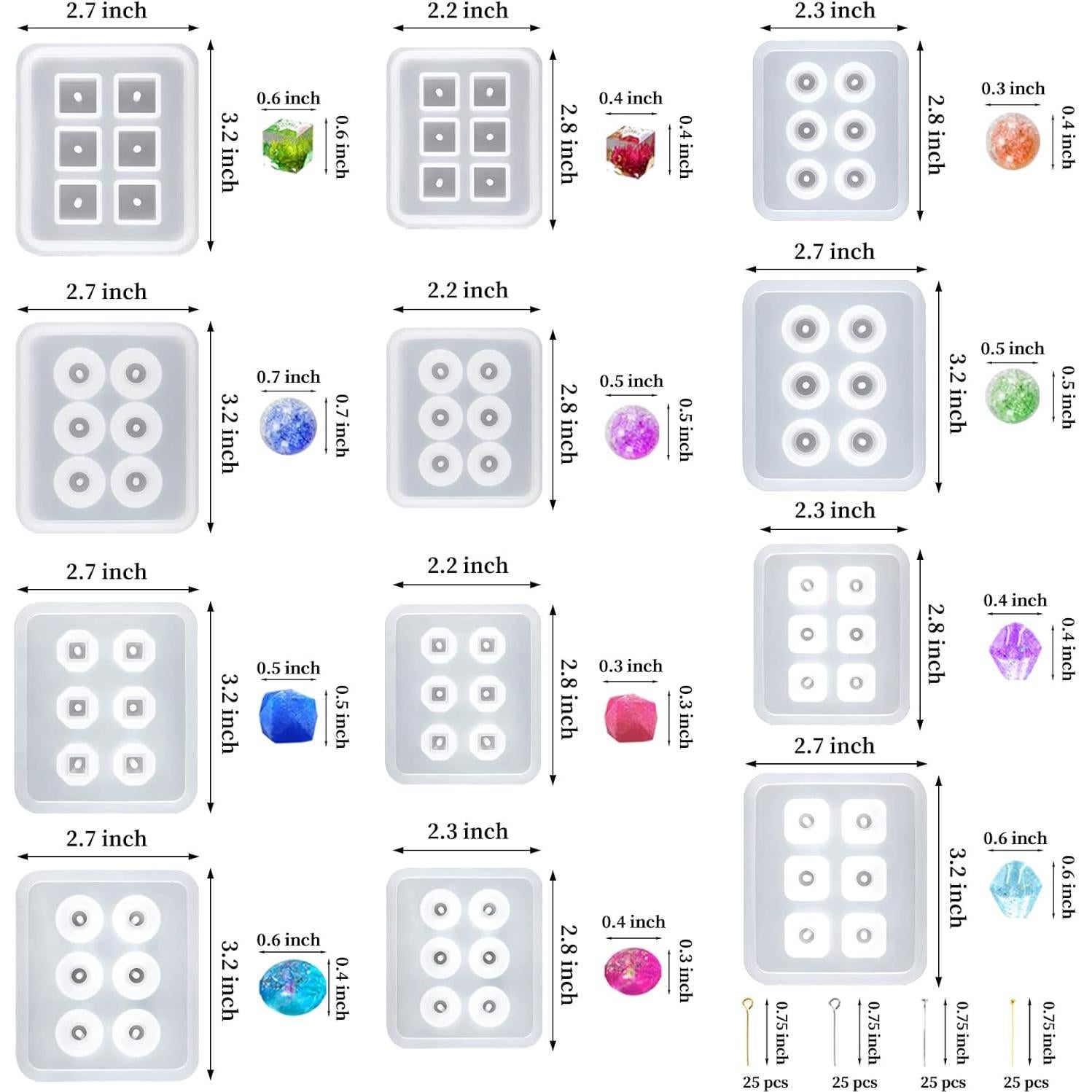 Moldes de Resina Suhome 12 Pcs para Joyería - 6 Formas