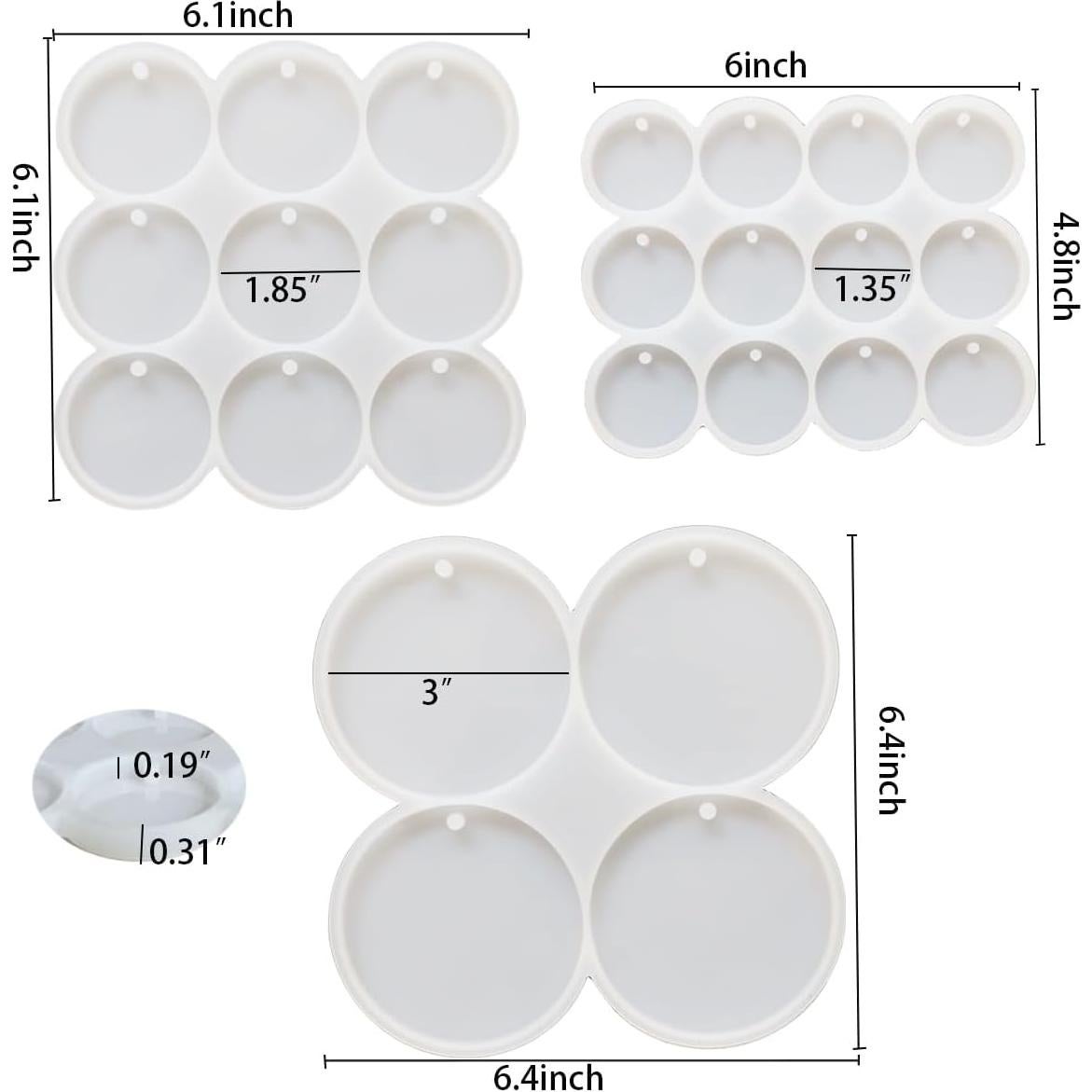 Set de 3 Moldes de Silicona para Resina F FYJS - Redondos