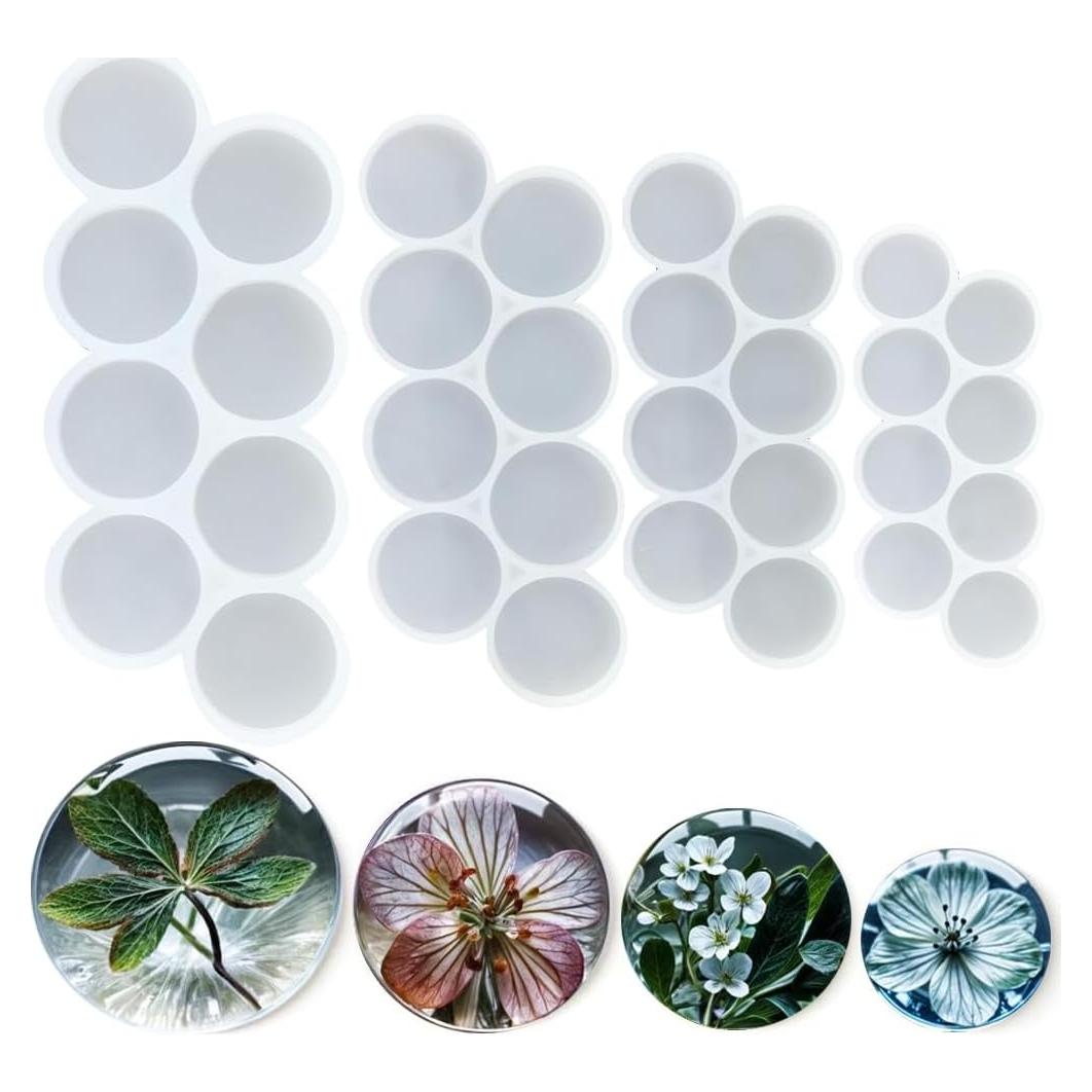Juego de 4 Moldes de Silicona para Resina en Forma de Círculo