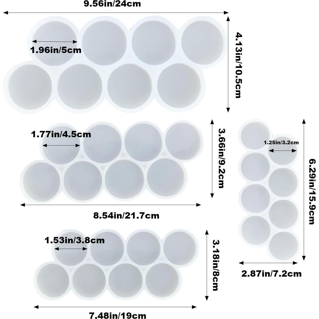 Juego de 4 Moldes de Silicona para Resina en Forma de Círculo