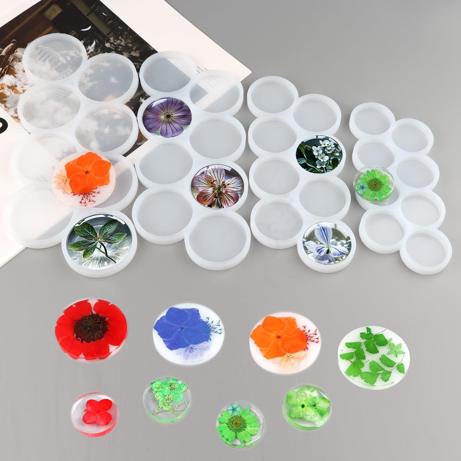 Juego de 4 Moldes de Silicona para Resina en Forma de Círculo