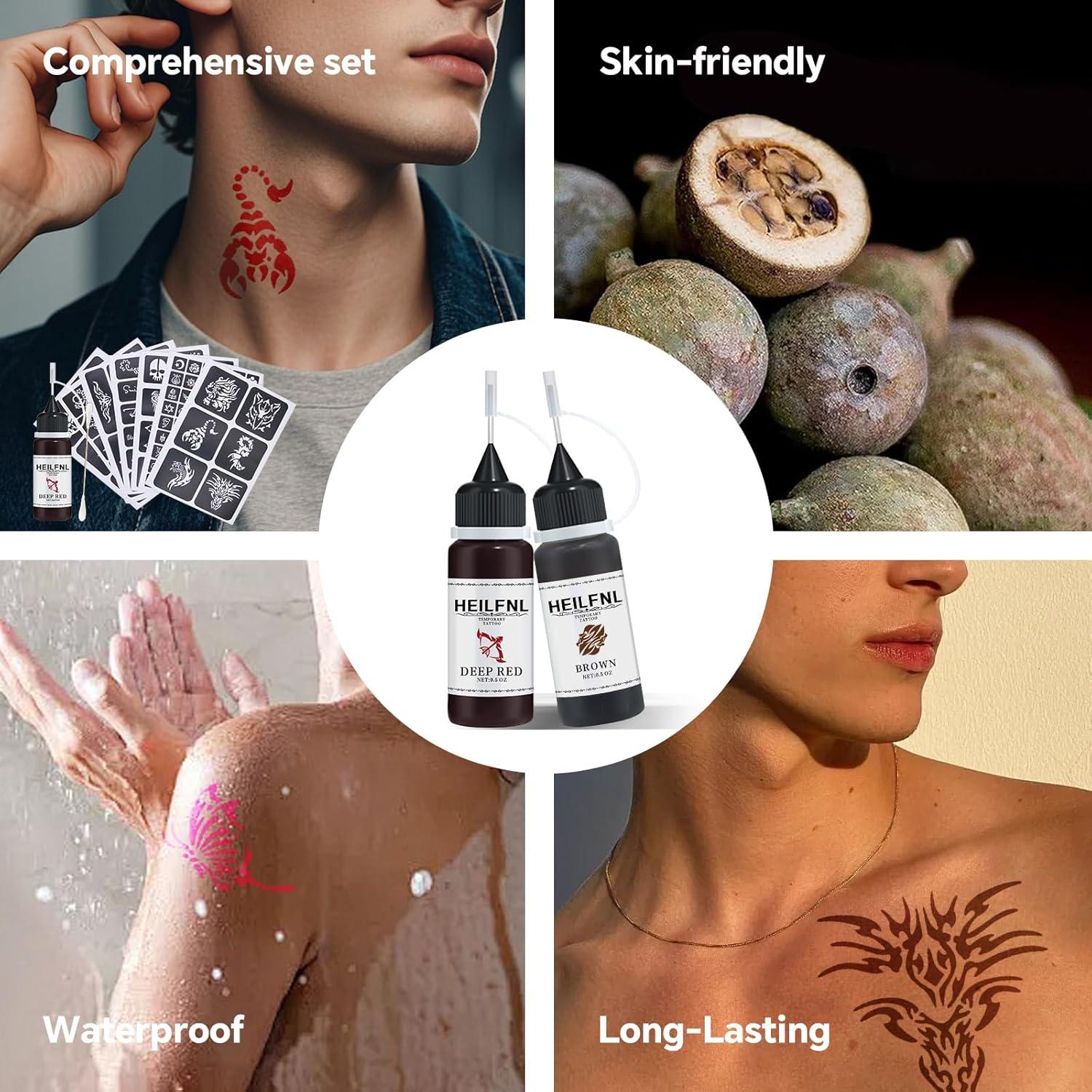 Kit de Tatuajes Temporales HEILFNL 12 Colores 111 Plantillas