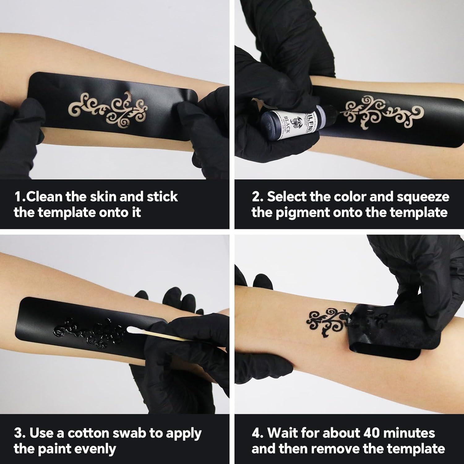 Kit de Tatuajes Temporales HEILFNL 12 Colores 111 Plantillas