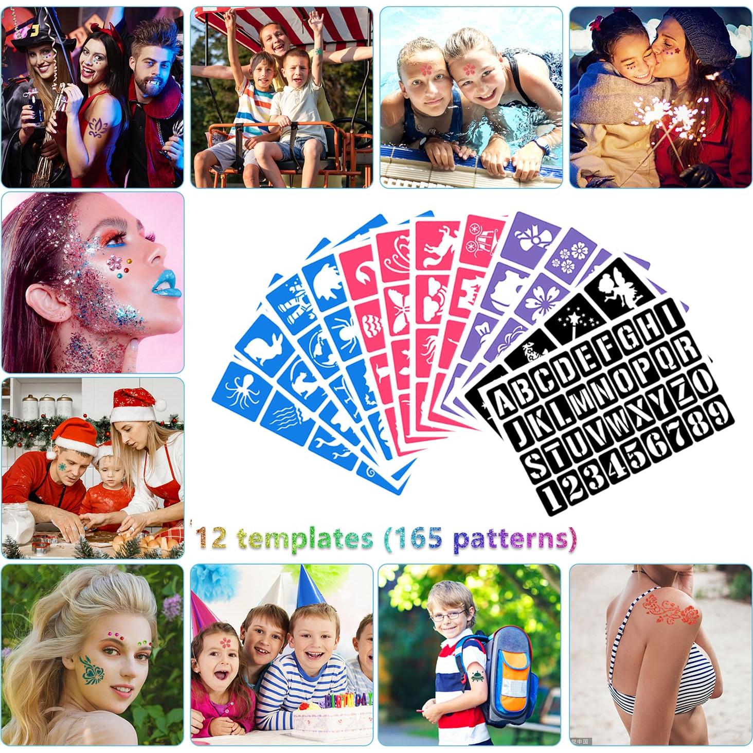 Kit de Tatuajes Temporales Brillantes XiQiDianr 32 Colores