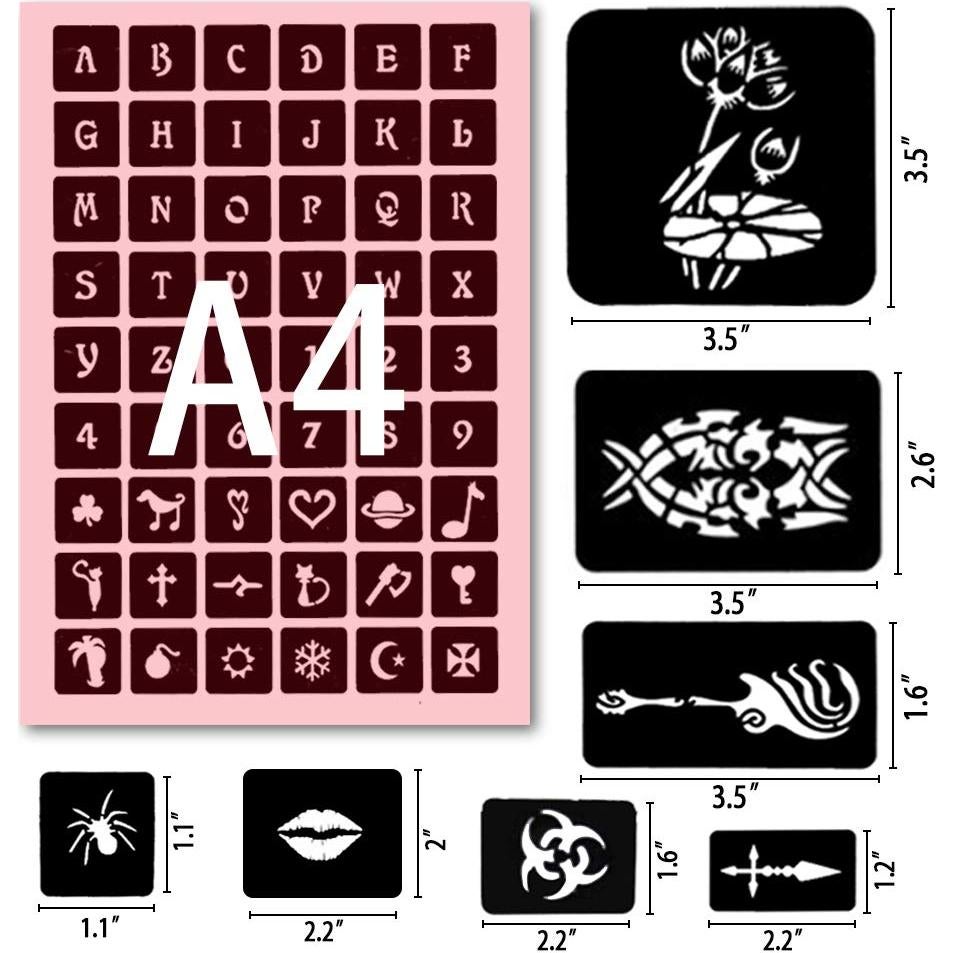Kit de Plantillas de Tatuaje Temporal Koogel 524 PCS A4