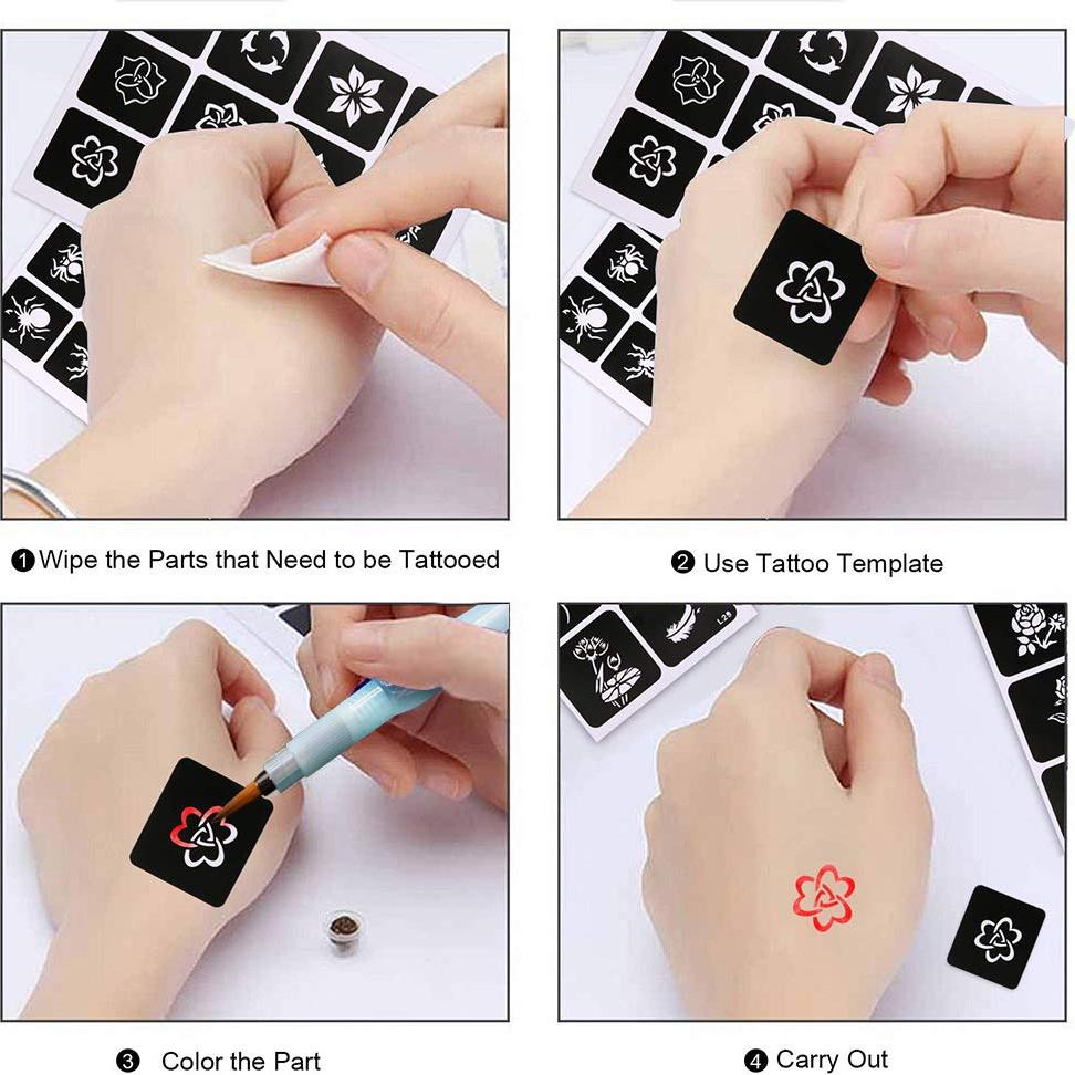 Kit de Plantillas de Tatuaje Temporal Koogel 524 PCS A4