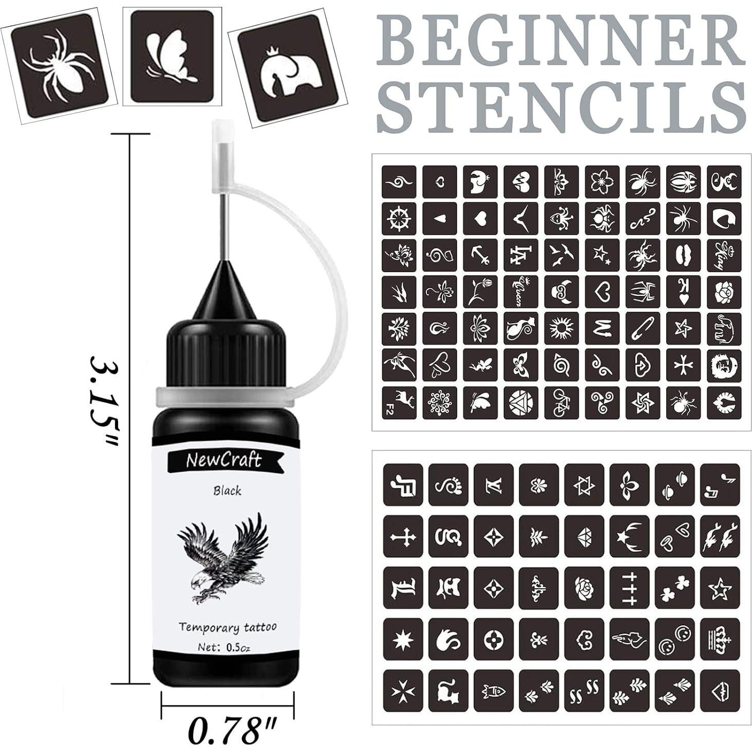 Kit de Tatuajes Temporales MOTENG - 4 Colores, 103 Plantillas