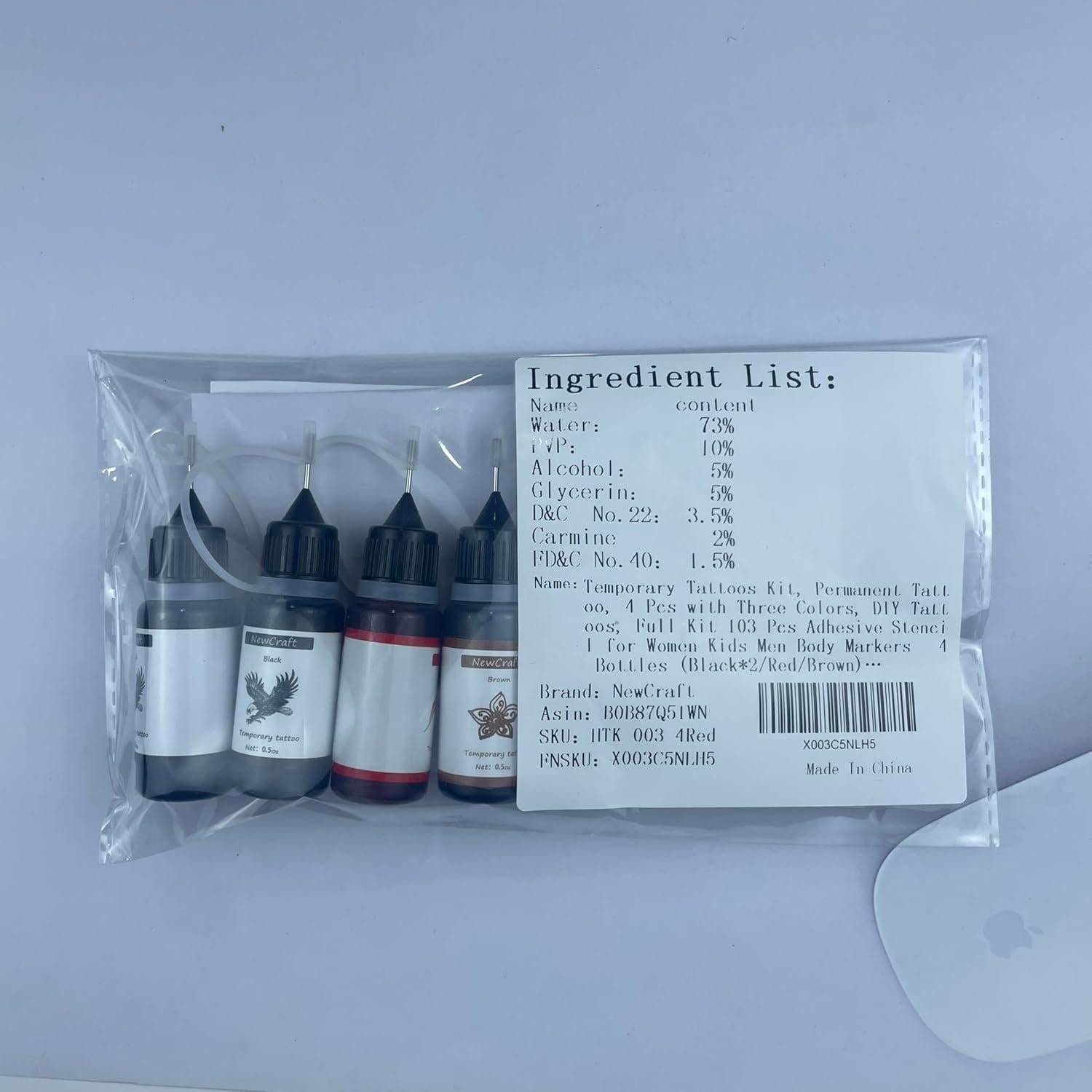 Kit de Tatuajes Temporales MOTENG - 4 Colores, 103 Plantillas