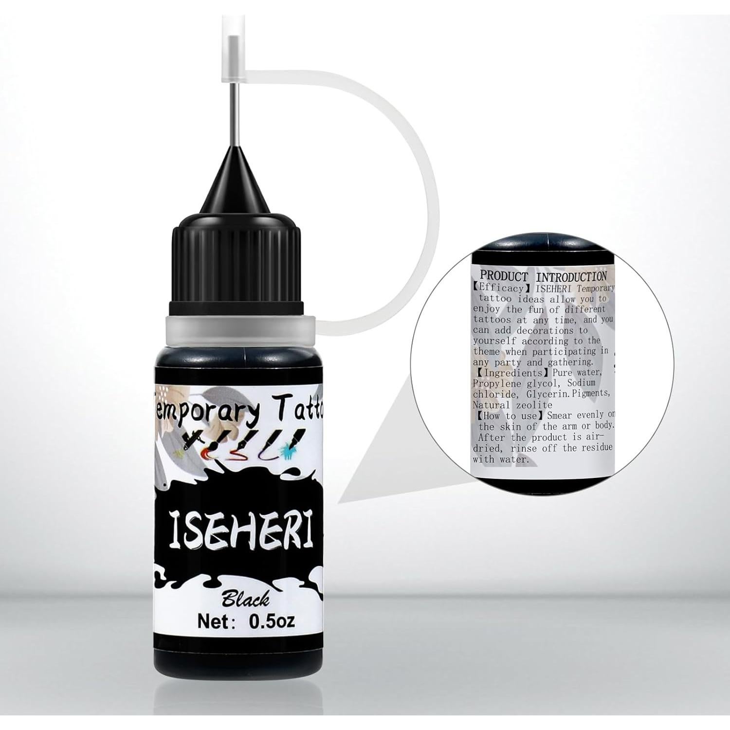 Kit de Tatuajes Temporales ISEHERI 7 Tintas y 183 Plantillas