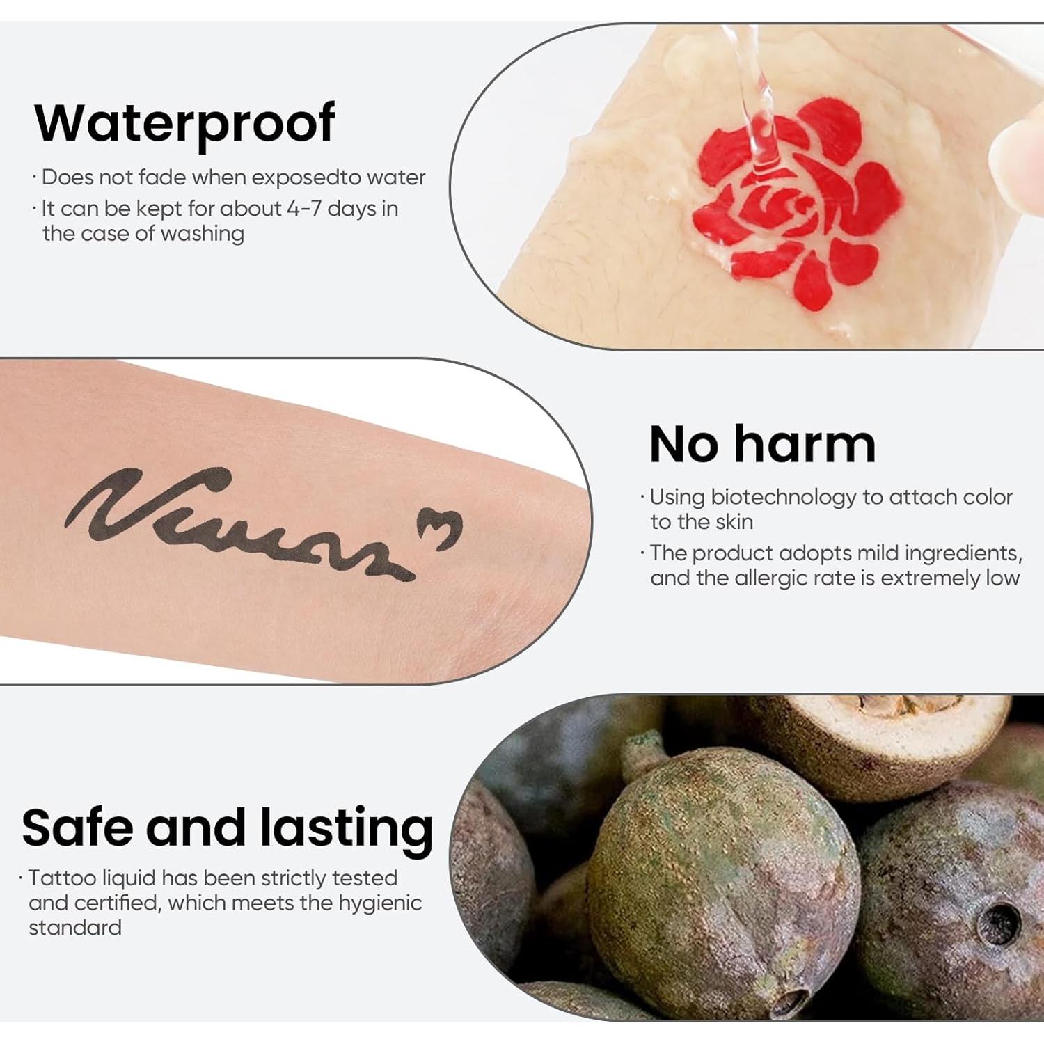 Kit de Tatuajes Temporales ISEHERI 7 Tintas y 183 Plantillas