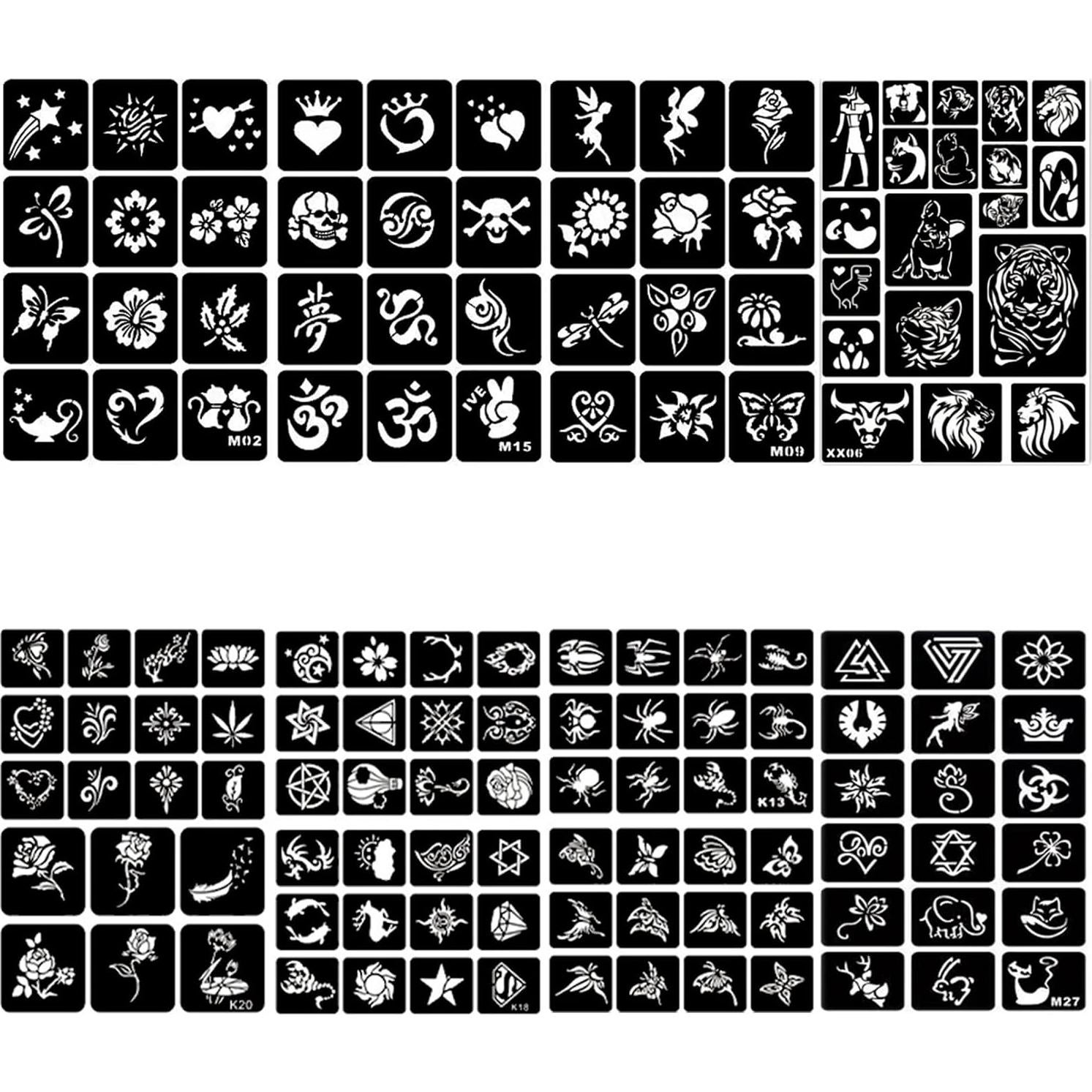 761 Plantillas de Tatuajes Temporales ChurlChurl - 20 Hojas A4