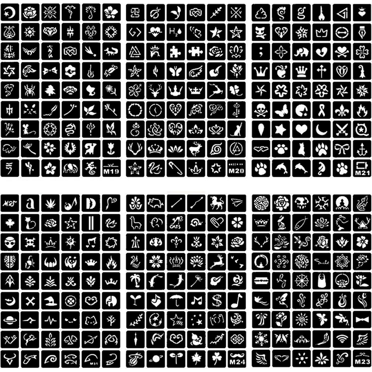 761 Plantillas de Tatuajes Temporales ChurlChurl - 20 Hojas A4