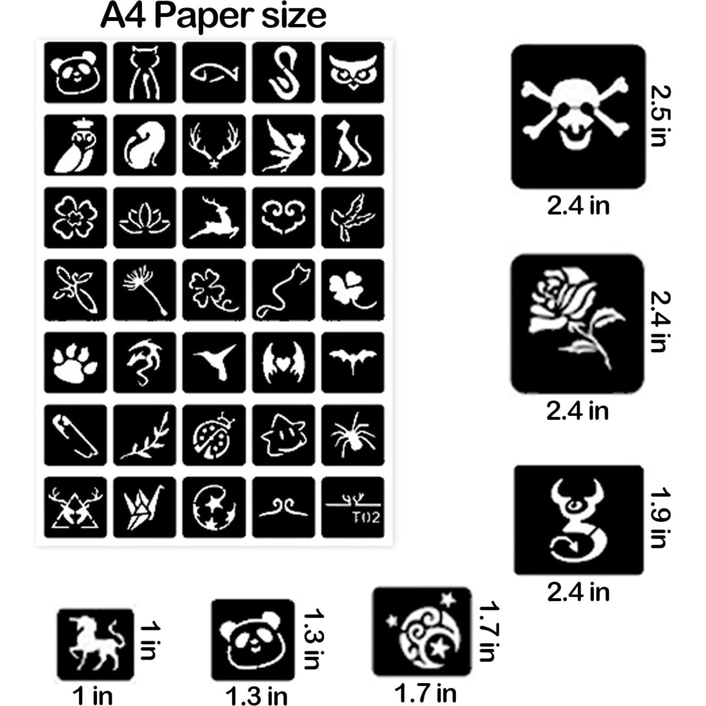 761 Plantillas de Tatuajes Temporales ChurlChurl - 20 Hojas A4