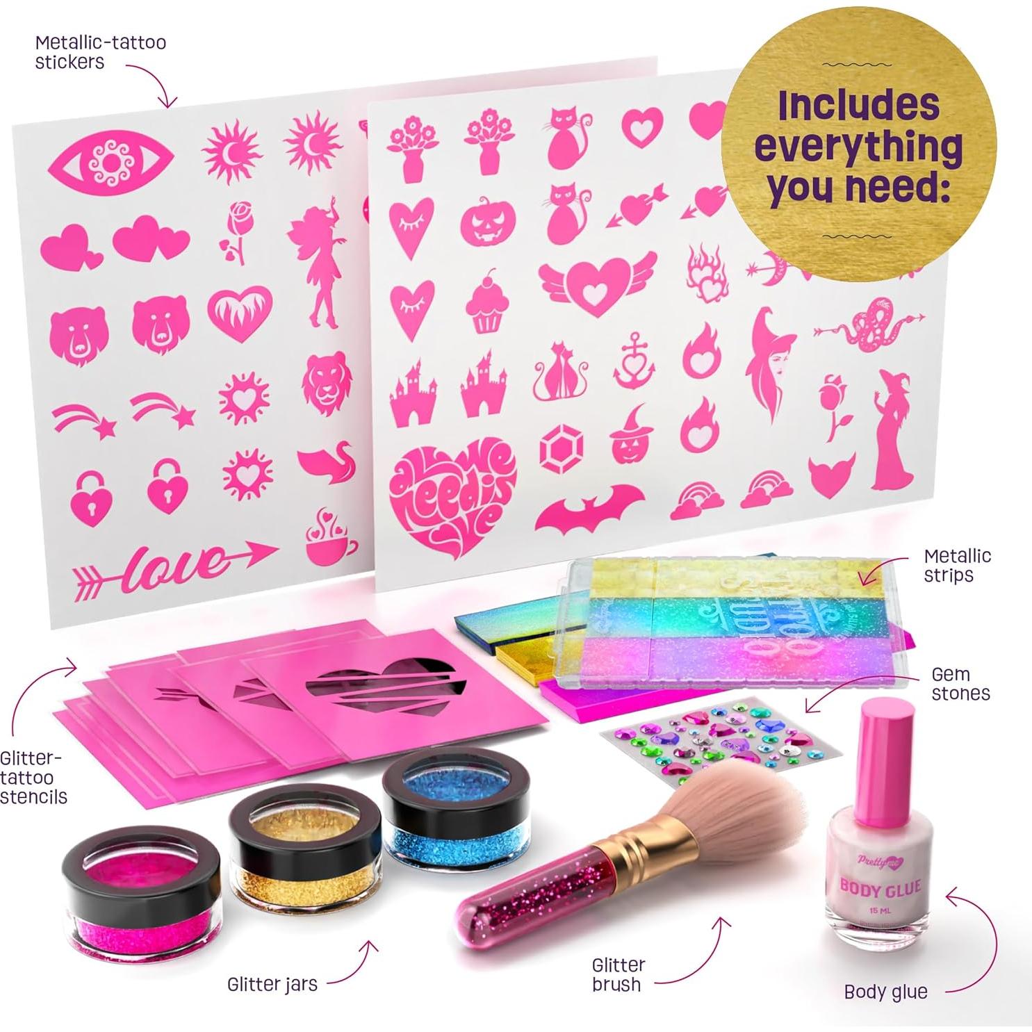 Kit de Tatuajes Temporales Brillantes Pretty Me - Niñas