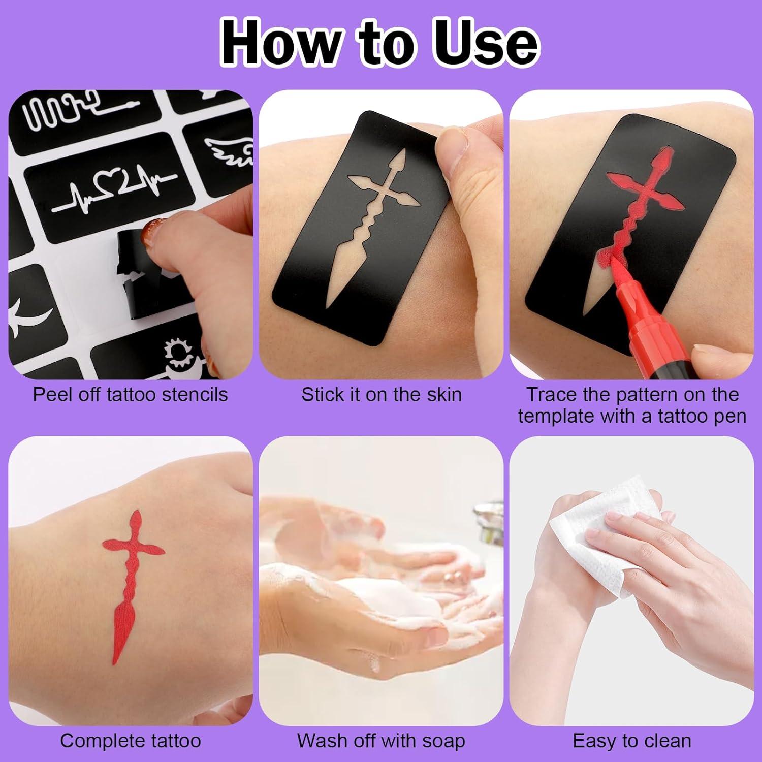 Marcadores de Tatuajes Temporales Ponhey - 24 Colores + 67 Plantillas