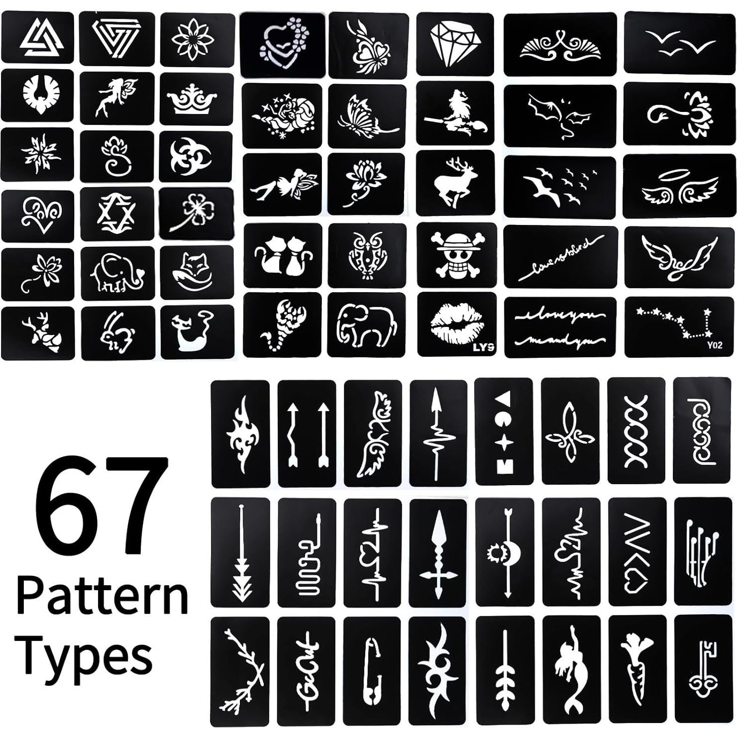 Marcadores de Tatuajes Temporales Ponhey - 24 Colores + 67 Plantillas