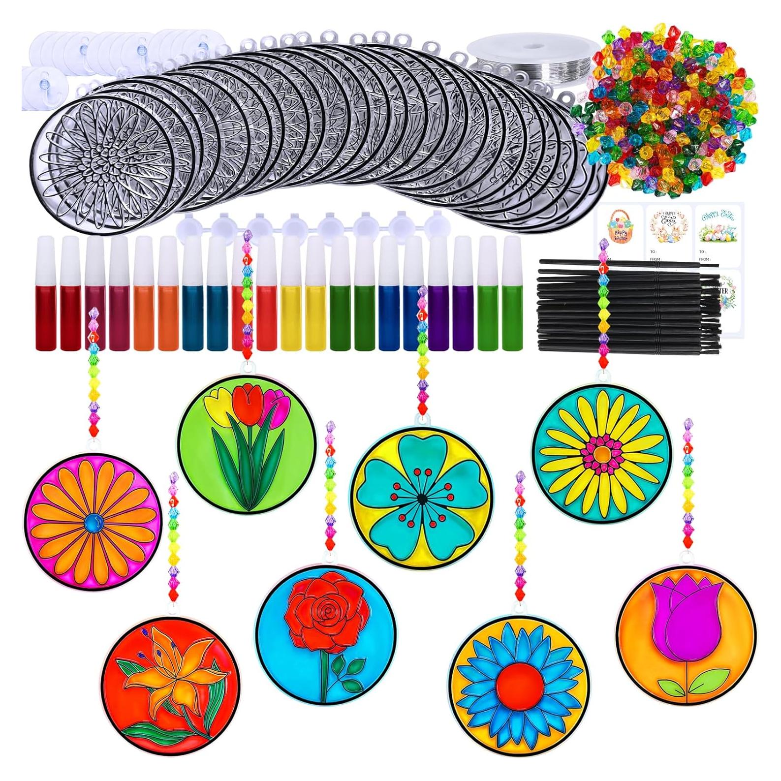 Kit de Pintura Atrapasoles Flores Primavera Winlyn 24 Piezas