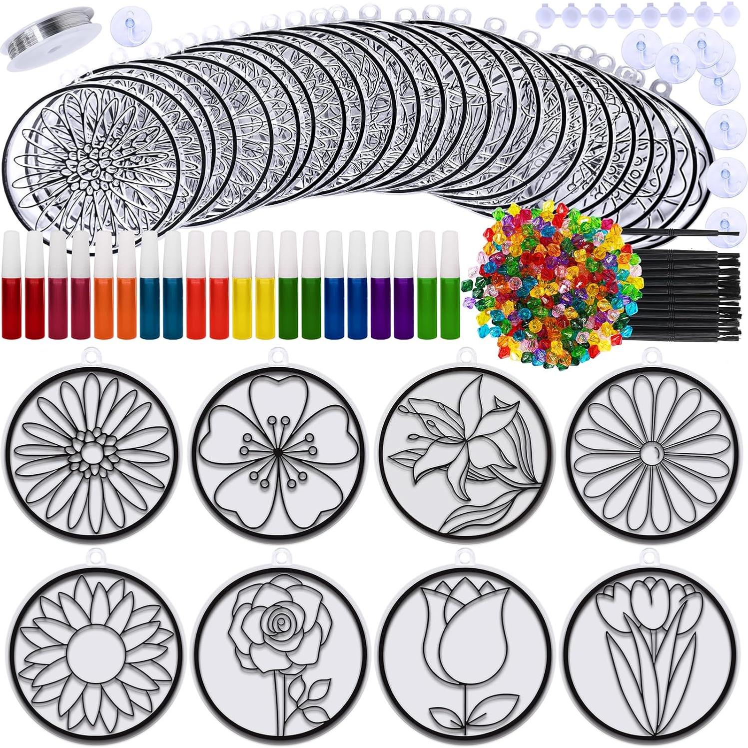 Kit de Pintura Atrapasoles Flores Primavera Winlyn 24 Piezas