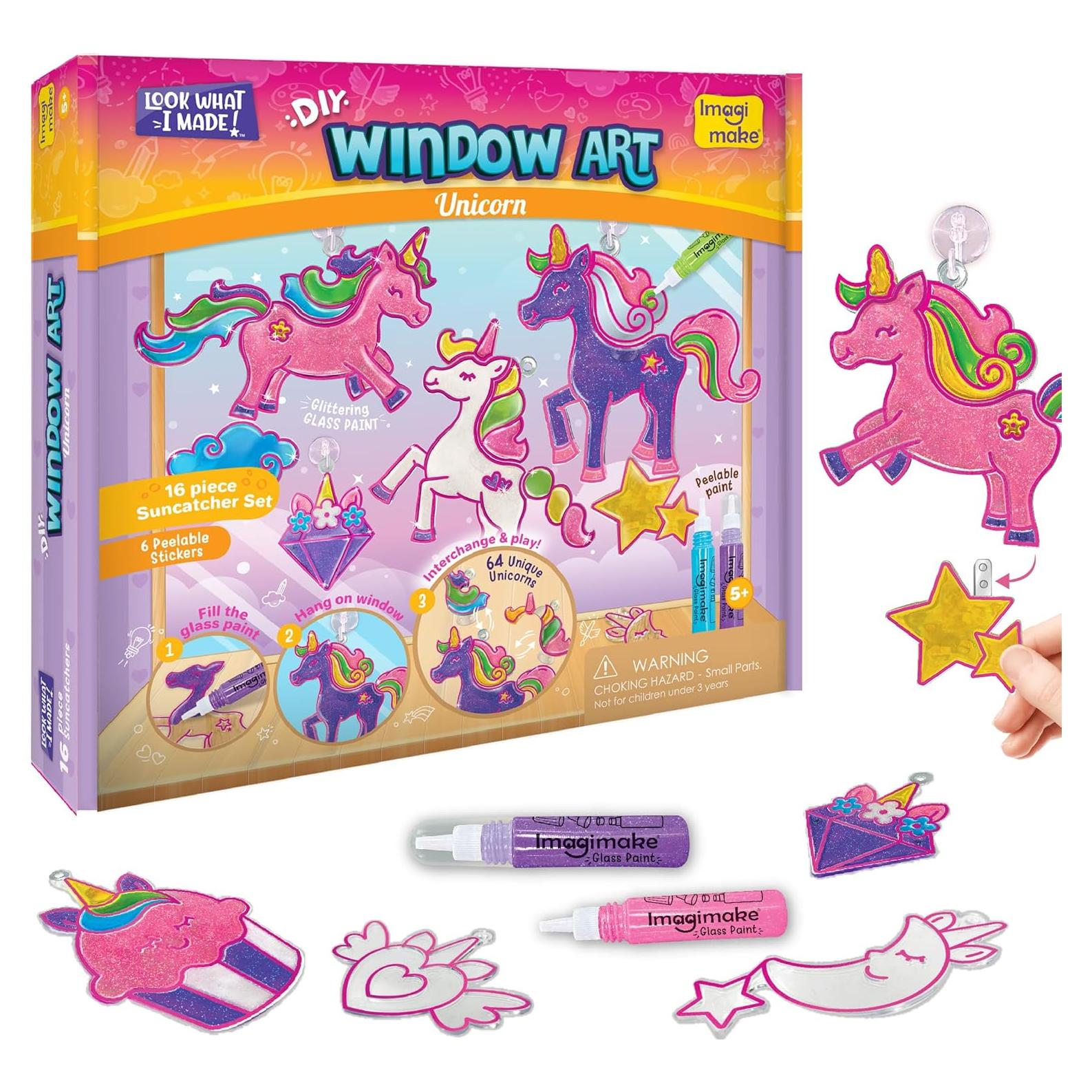 Imagimake Window Art Unicorn | Stained Glass Kit | Unicorn Girls Toys Age 6-8 | 6 Year Old Girl Birthday Gift | Art and Crafts for Girls 8-12 | DIY Suncatcher Kit for 5,6,7,8,9,10,11,12 Year Old Kids