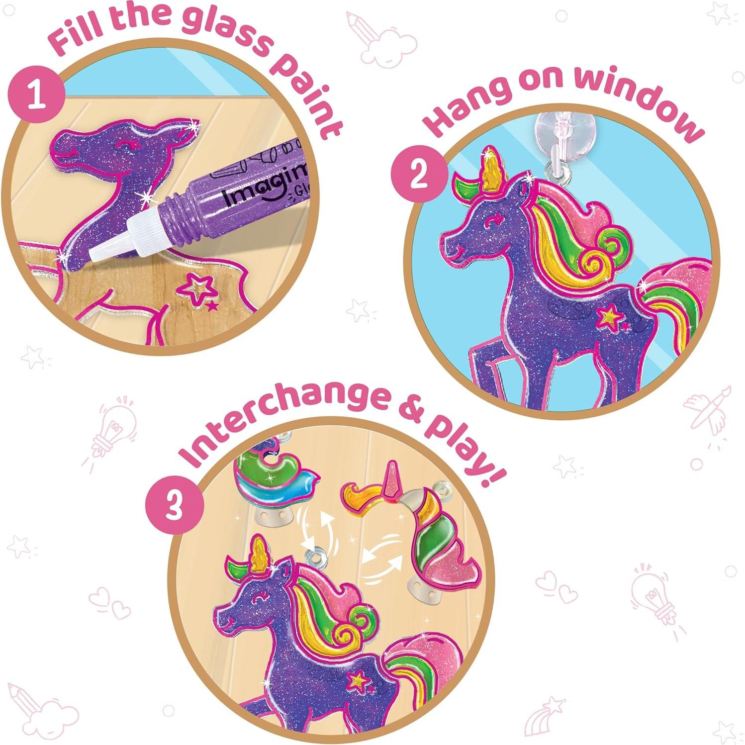 Imagimake Window Art Unicorn | Stained Glass Kit | Unicorn Girls Toys Age 6-8 | 6 Year Old Girl Birthday Gift | Art and Crafts for Girls 8-12 | DIY Suncatcher Kit for 5,6,7,8,9,10,11,12 Year Old Kids