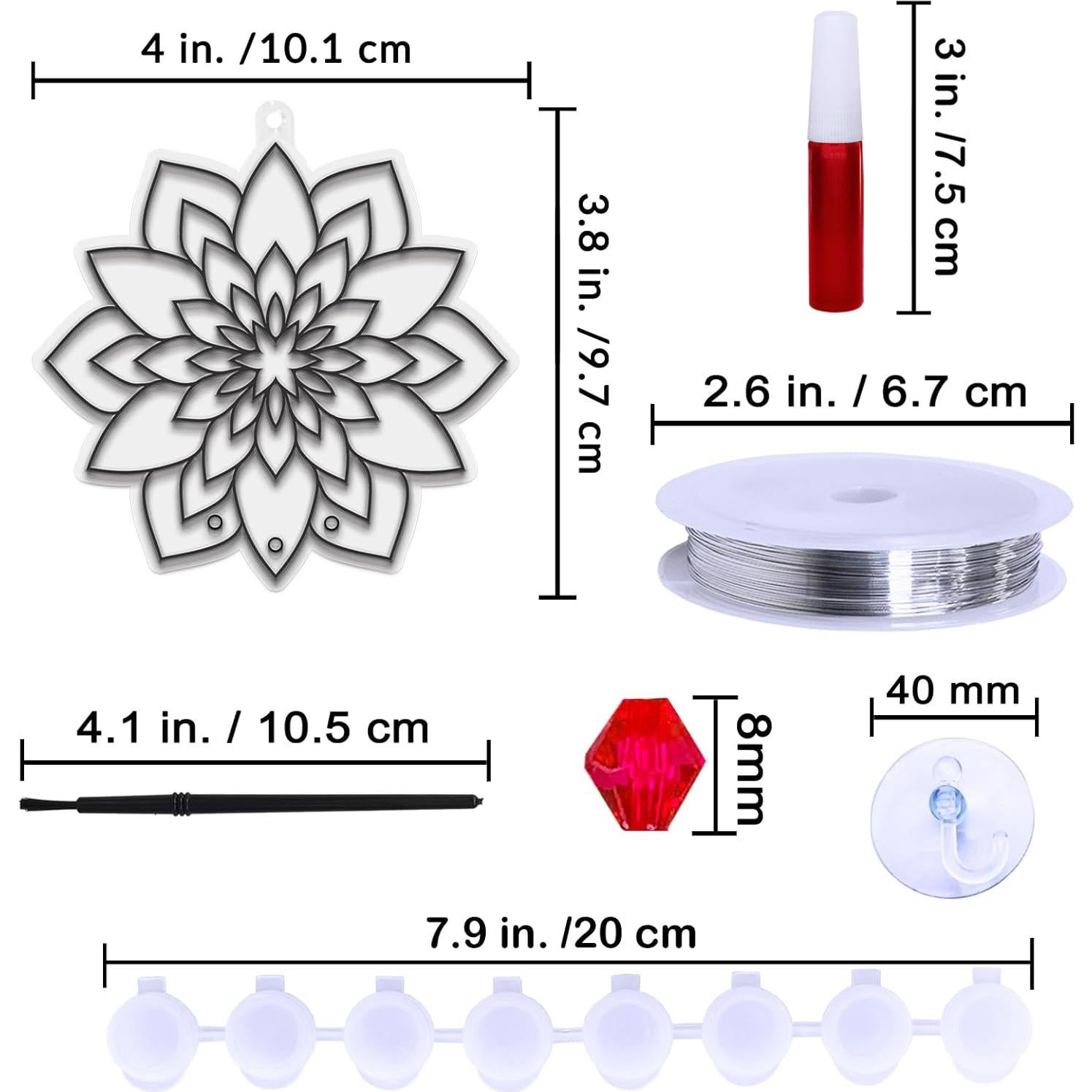 Winlyn Kit 24 Atrapasol Flores de Loto y Pintura 10 cm