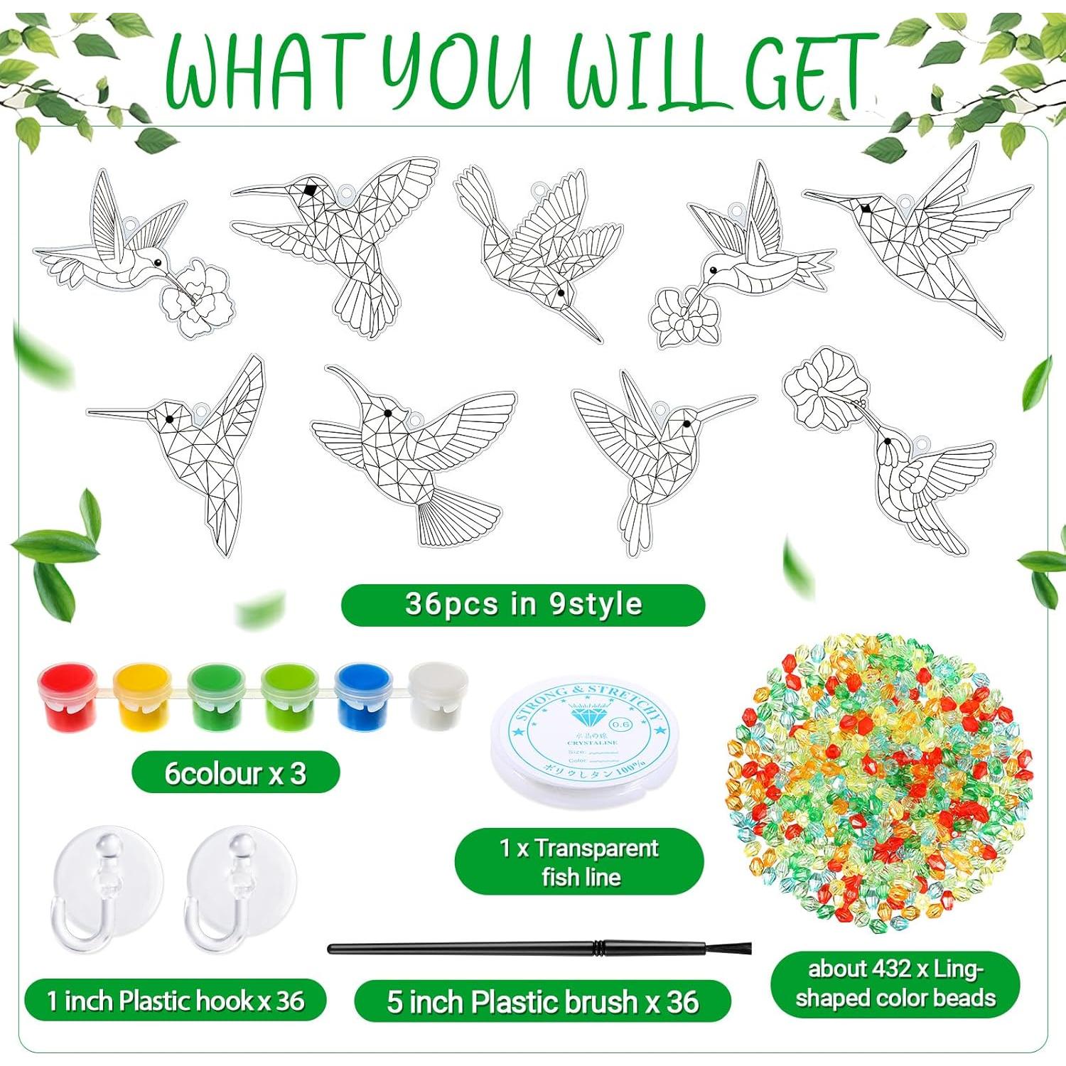 Kit de Manualidades Pasimy 36 Piezas Colgantes de Colibrí DIY