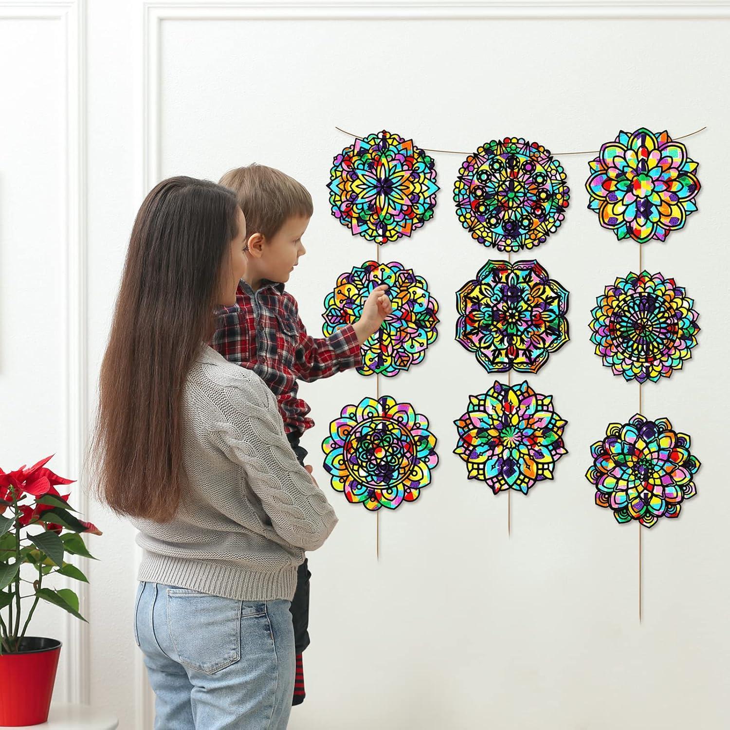 Kit DIY Adornos de Ventana Mandala Tinlade 18 Piezas 15x15cm