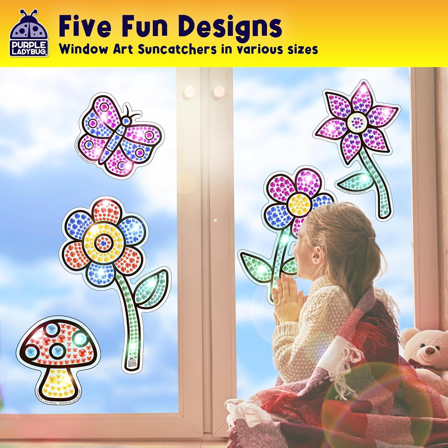 Kit de Manualidades Suncatcher LADYBUG MORADO - Arte de Diamante 5D para Niños 6-12 Años