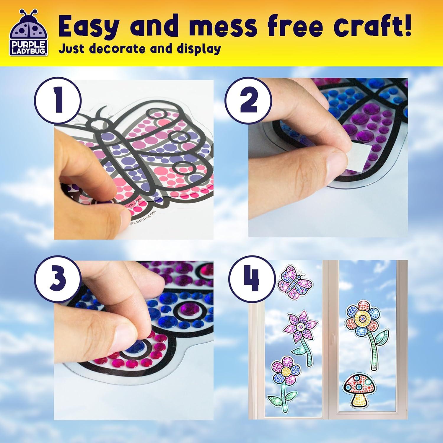 Kit de Manualidades Suncatcher LADYBUG MORADO - Arte de Diamante 5D para Niños 6-12 Años